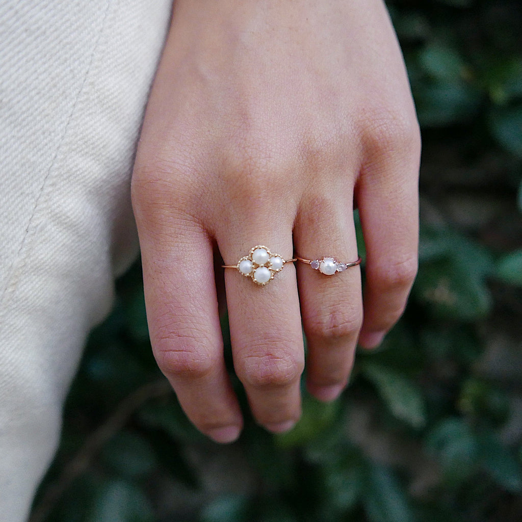 Miss Lady Pearl Ring, Pearl Stacking ring, pearl ring, Pearl cluster band, small pearl ring, gold pearl band, dainty pearl ring