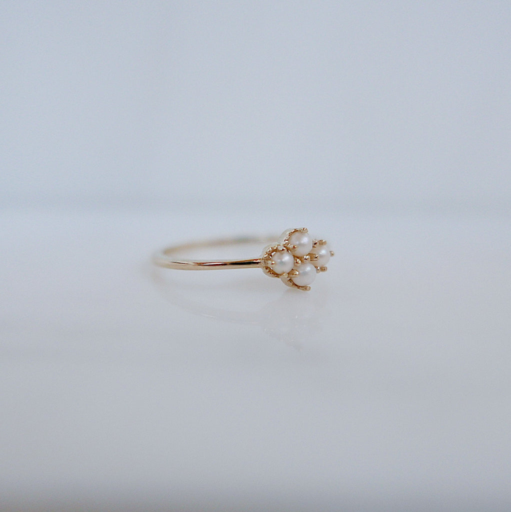 Lil Miss Lady Pearl Ring, dainty Pearl Stacking ring, pearl ring, Pearl cluster band, small pearl ring, gold pearl band, dainty pearl ring