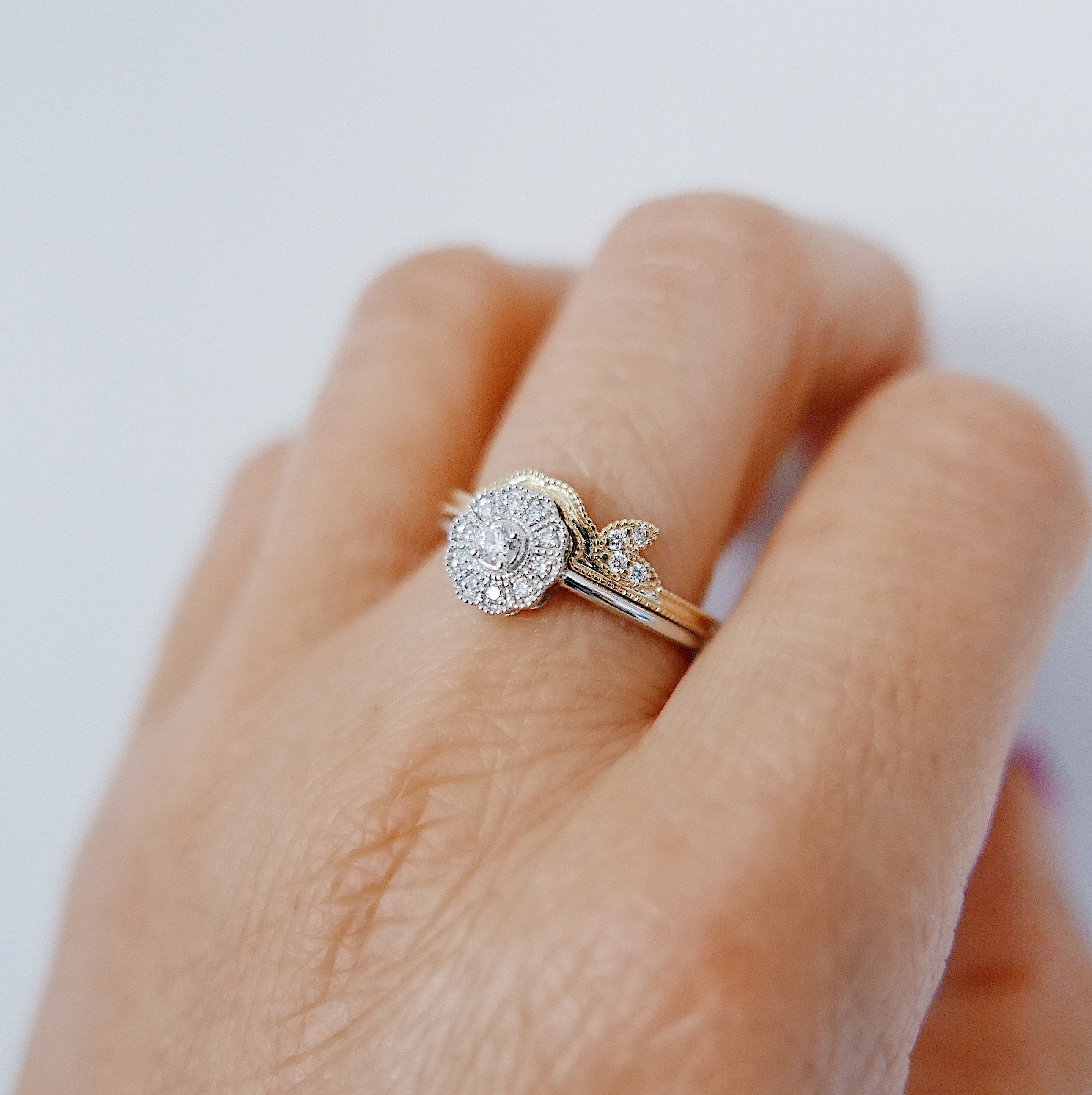Folium Nesting Ring, gold arch ring, stacking ring, hand engraved wedding ring, nesting band, nesting ring, wedding band