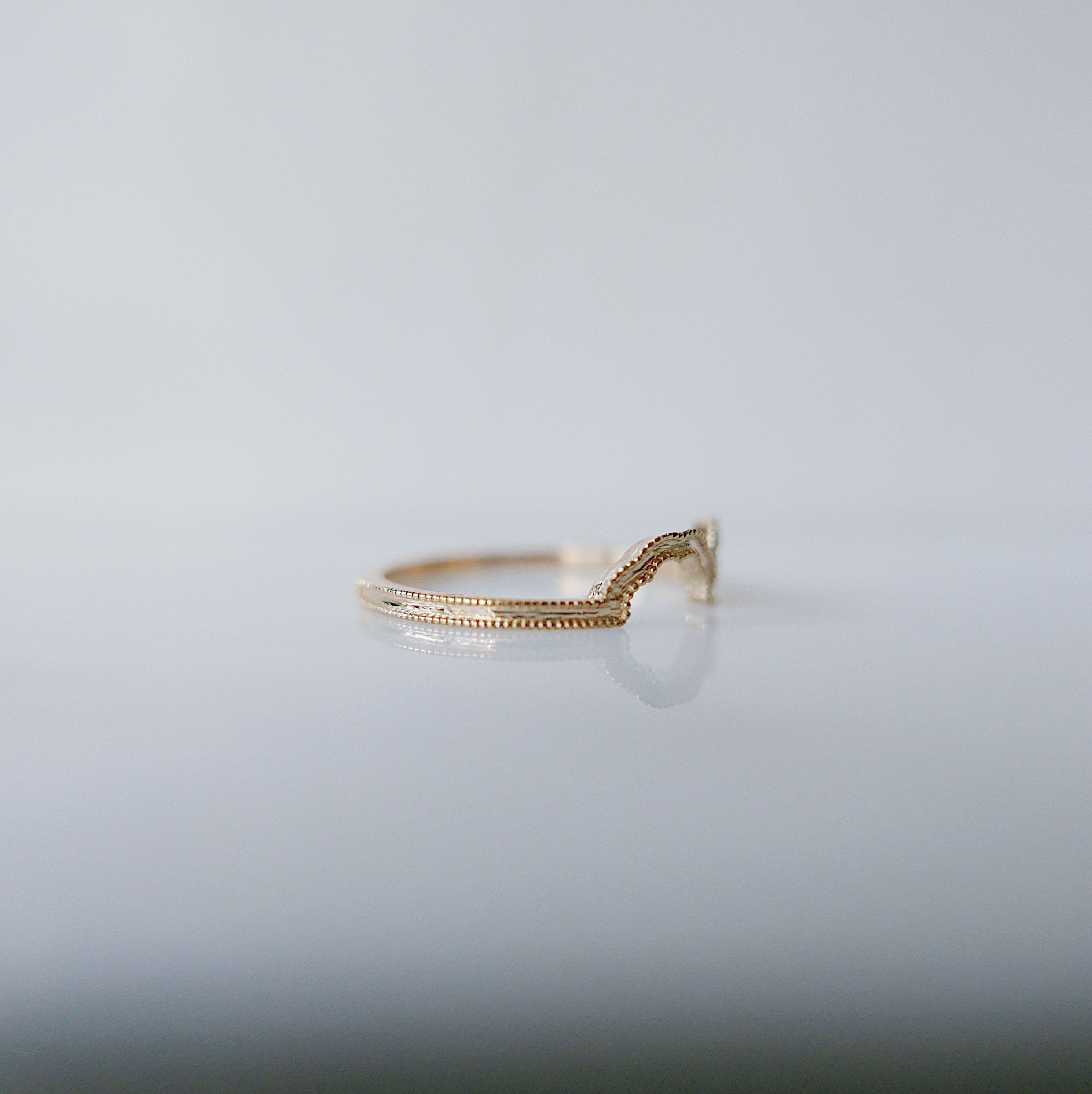 Folium Nesting Ring, gold arch ring, stacking ring, hand engraved wedding ring, nesting band, nesting ring, wedding band