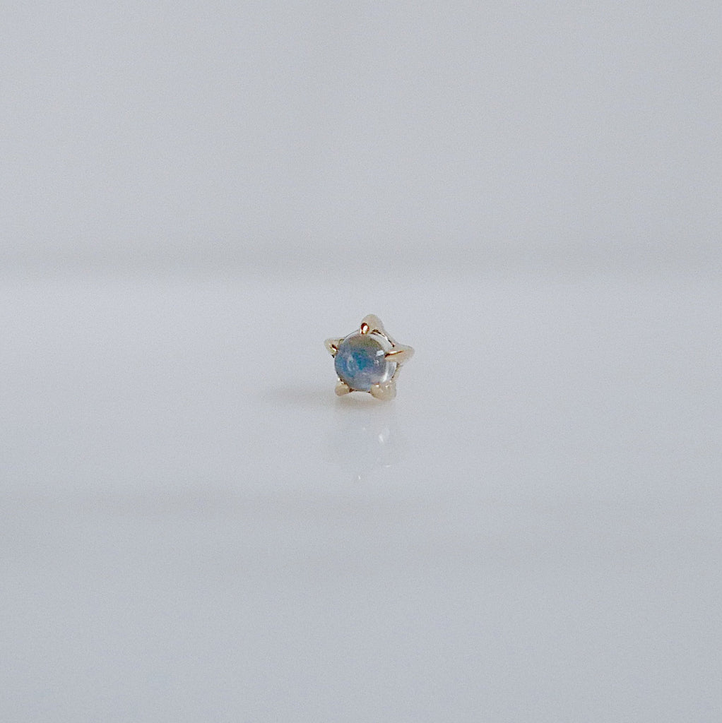 Moonstone Star Earrings, single moonstone earrings, moonstone studs, moonstone post earrings, glowing stone earrings, star earrings