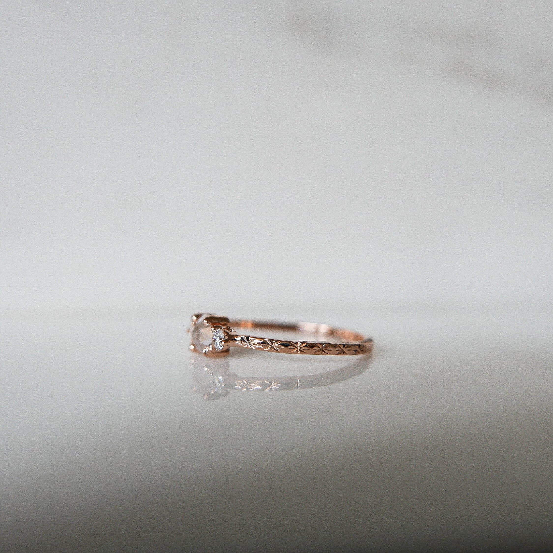 Penny Sand dune RoseCut Diamond Engraved Ring, OOAK, alternative wedding ring, unique non traditional engagement ring, raw diamond ring