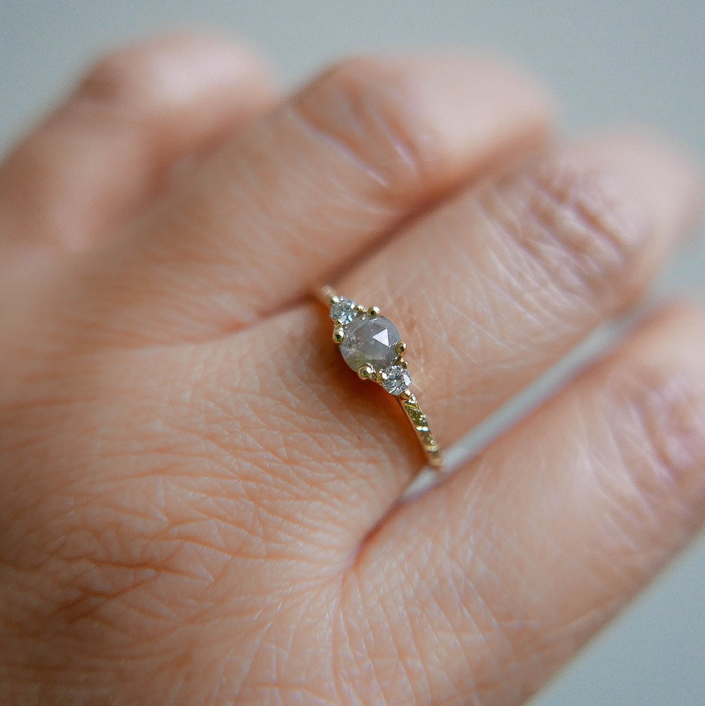 Penny uTAUPEia RoseCut Diamond Engraved Ring, OOAK, alternative wedding ring, unique non traditional engagement ring, raw diamond ring