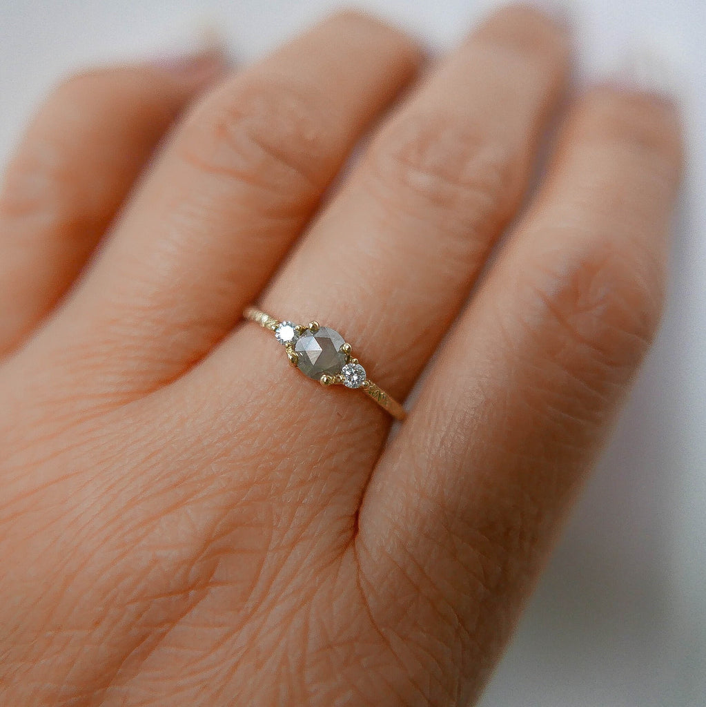 Penny uTAUPEia RoseCut Diamond Engraved Ring, OOAK, alternative wedding ring, unique non traditional engagement ring, raw diamond ring