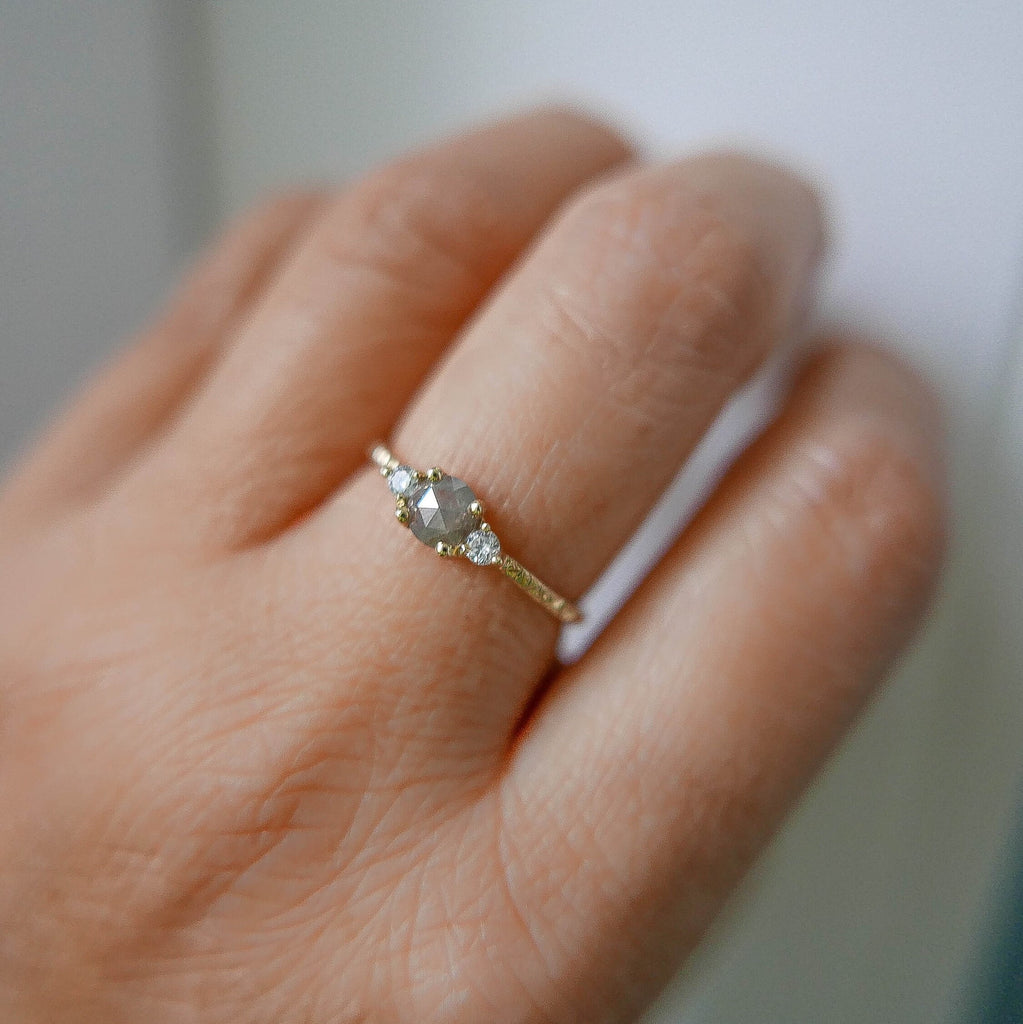 Penny uTAUPEia RoseCut Diamond Engraved Ring, OOAK, alternative wedding ring, unique non traditional engagement ring, raw diamond ring