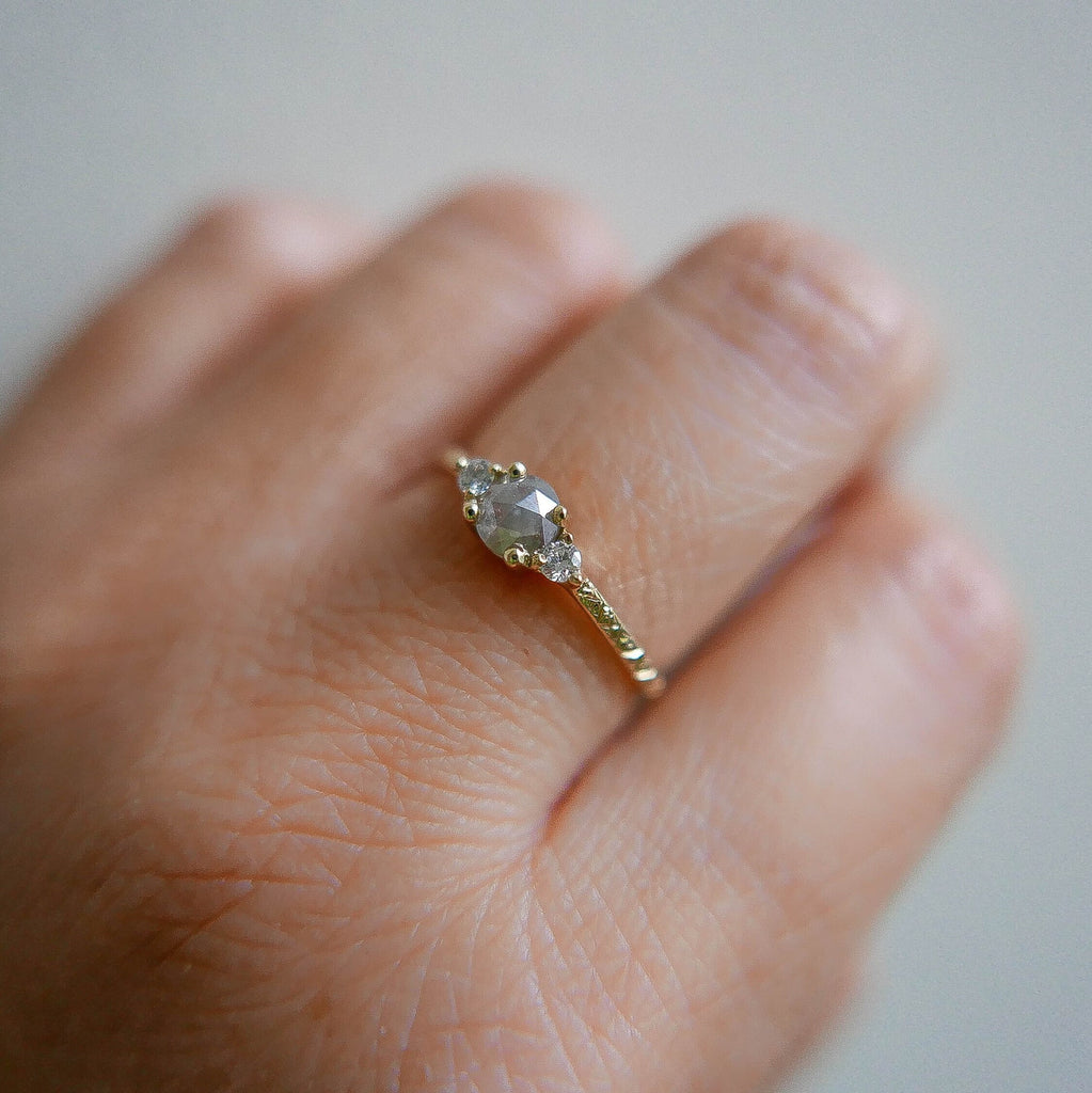 Penny uTAUPEia RoseCut Diamond Engraved Ring, OOAK, alternative wedding ring, unique non traditional engagement ring, raw diamond ring