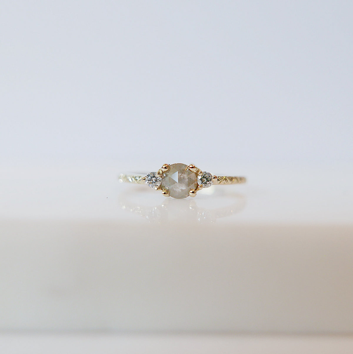 Penny uTAUPEia RoseCut Diamond Engraved Ring, OOAK, alternative wedding ring, unique non traditional engagement ring, raw diamond ring