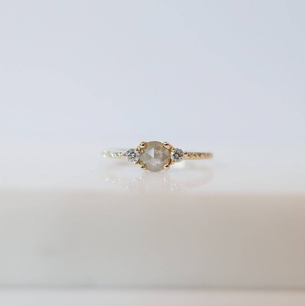 Penny uTAUPEia RoseCut Diamond Engraved Ring, OOAK, alternative wedding ring, unique non traditional engagement ring, raw diamond ring