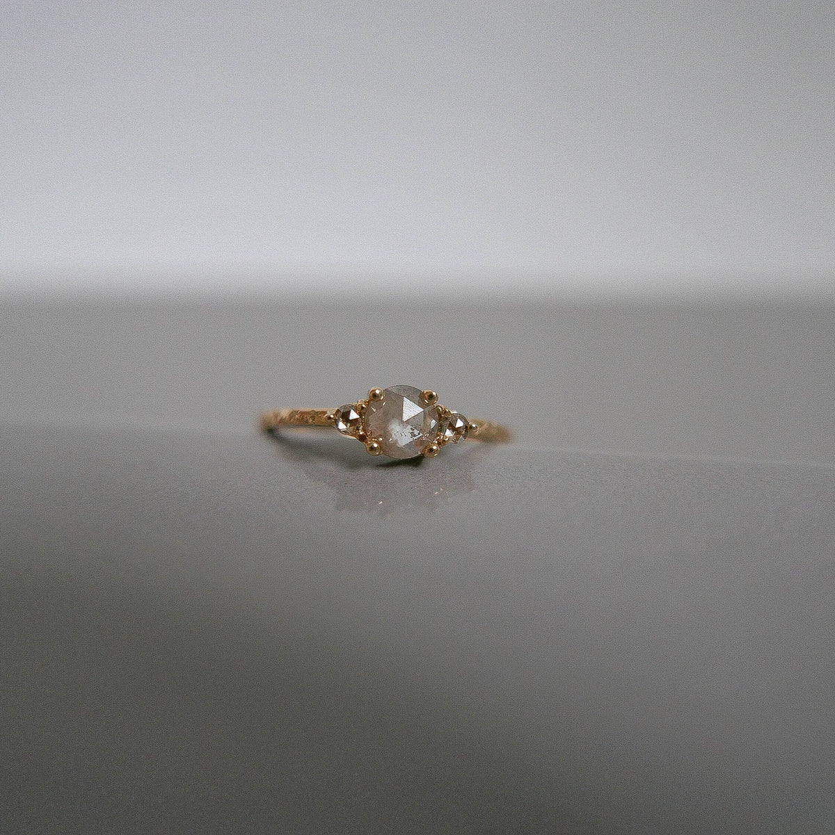 Penny Fresh Tracks RoseCut Diamond Engraved Ring, OOAK, alternative wedding ring, unique non traditional engagement ring, raw diamond ring