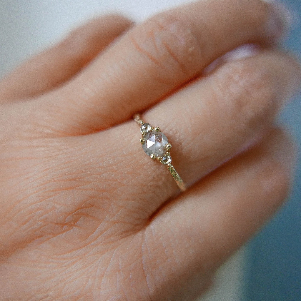 Penny Fresh Tracks RoseCut Diamond Engraved Ring, OOAK, alternative wedding ring, unique non traditional engagement ring, raw diamond ring