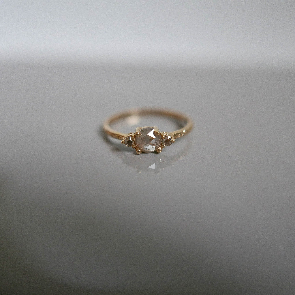 Penny Fresh Tracks RoseCut Diamond Engraved Ring, OOAK, alternative wedding ring, unique non traditional engagement ring, raw diamond ring