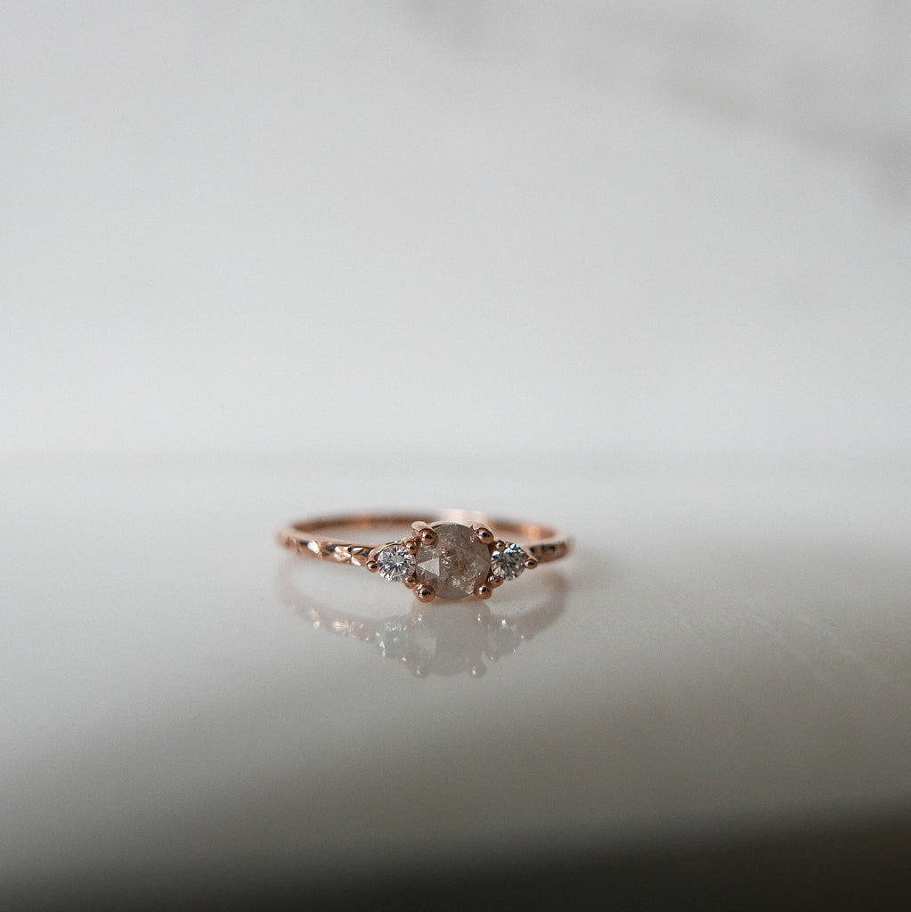 Penny Sand dune RoseCut Diamond Engraved Ring, OOAK, alternative wedding ring, unique non traditional engagement ring, raw diamond ring