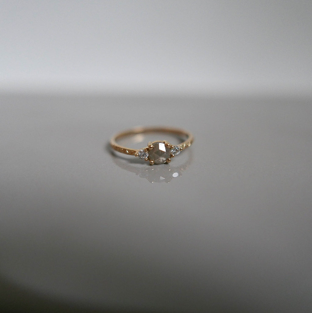 Penny uTAUPEia RoseCut Diamond Engraved Ring, OOAK, alternative wedding ring, unique non traditional engagement ring, raw diamond ring