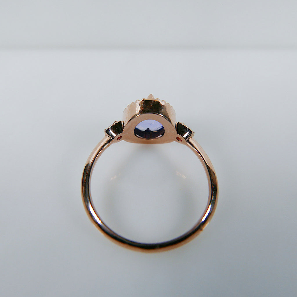 Through the Looking Glass Sapphire Ring,Rosecut Blue Sapphire engagement Ring, Sapphire and Diamond ring