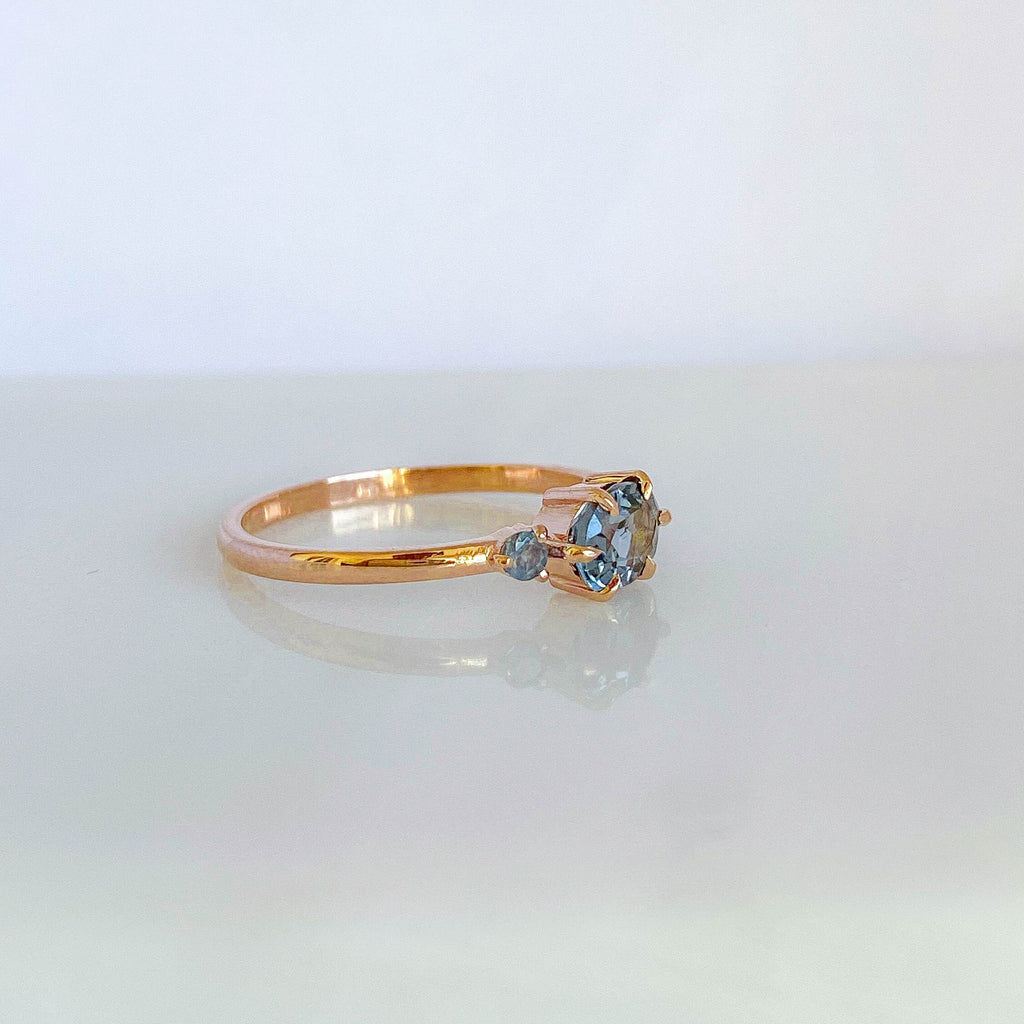 Lagoon OOAK Tourmaline Ring, Blue Green Tourmaline Ring with Alexandrite, One of a Kind Tourmaline Ring with Alexandrite