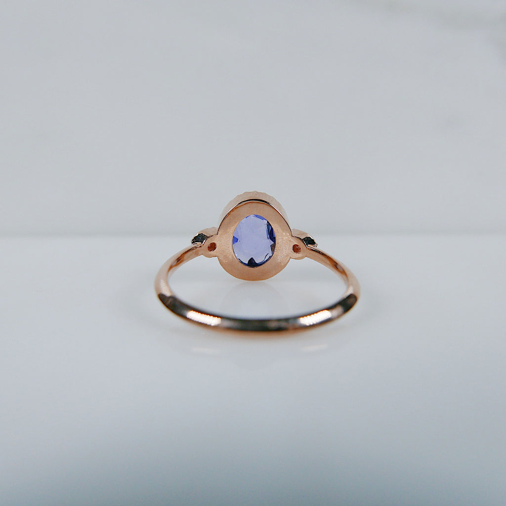 Through the Looking Glass Sapphire Ring,Rosecut Blue Sapphire engagement Ring, Sapphire and Diamond ring