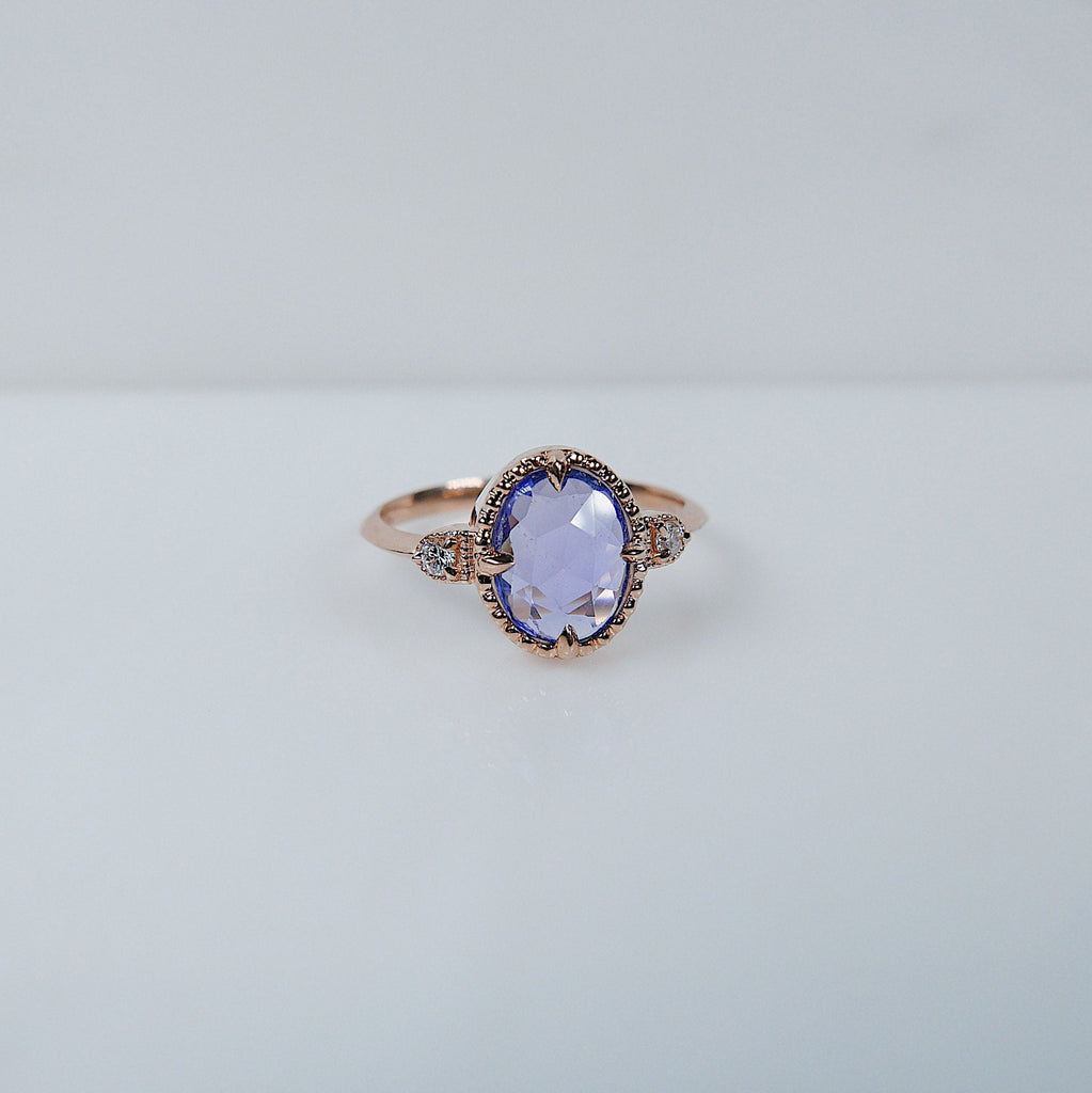 Through the Looking Glass Sapphire Ring,Rosecut Blue Sapphire engagement Ring, Sapphire and Diamond ring