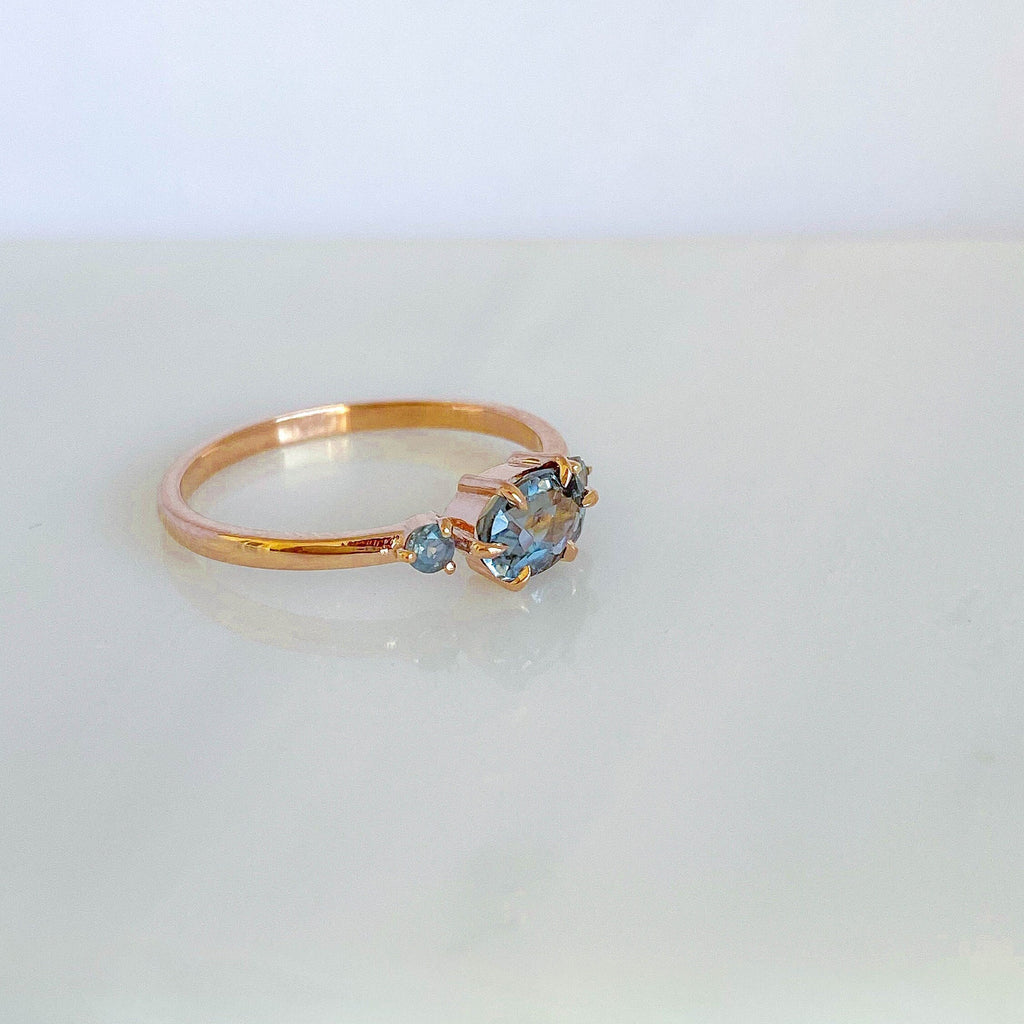 Lagoon OOAK Tourmaline Ring, Blue Green Tourmaline Ring with Alexandrite, One of a Kind Tourmaline Ring with Alexandrite