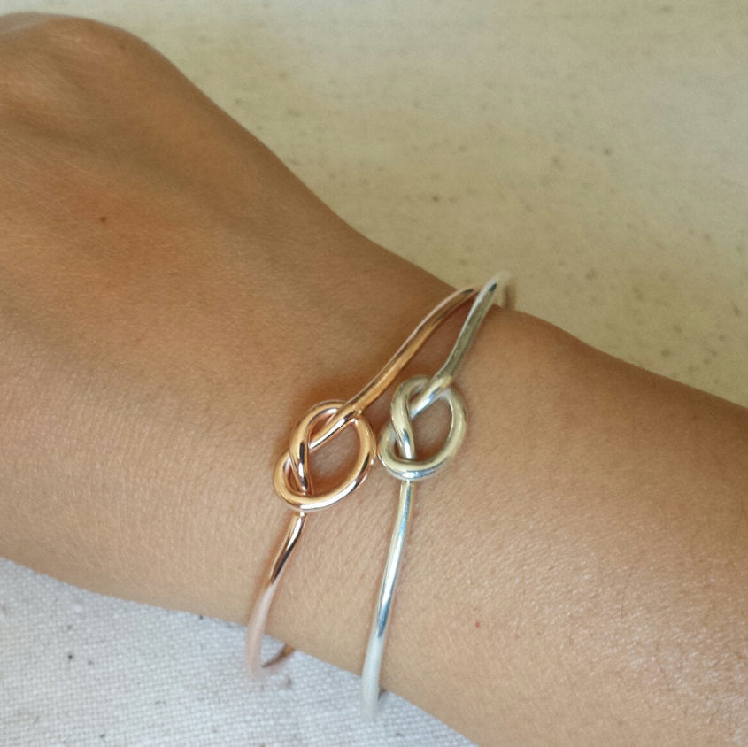 Love Knot Cuff, Knot Bracelet, Sterling Silver Forget Me Knot Cuff, knot bangle, love knot bangle