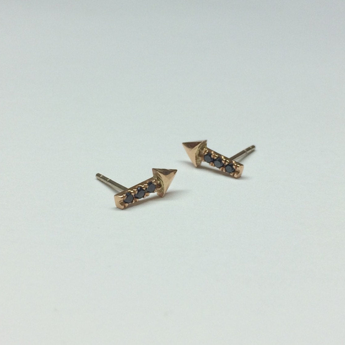 Going My Way Earrings, 14k Diamond Arrow Earrings, Black Diamond Arrow earrings, Arrow Earrings, Diamond Arrow, Black Diamond Earrings