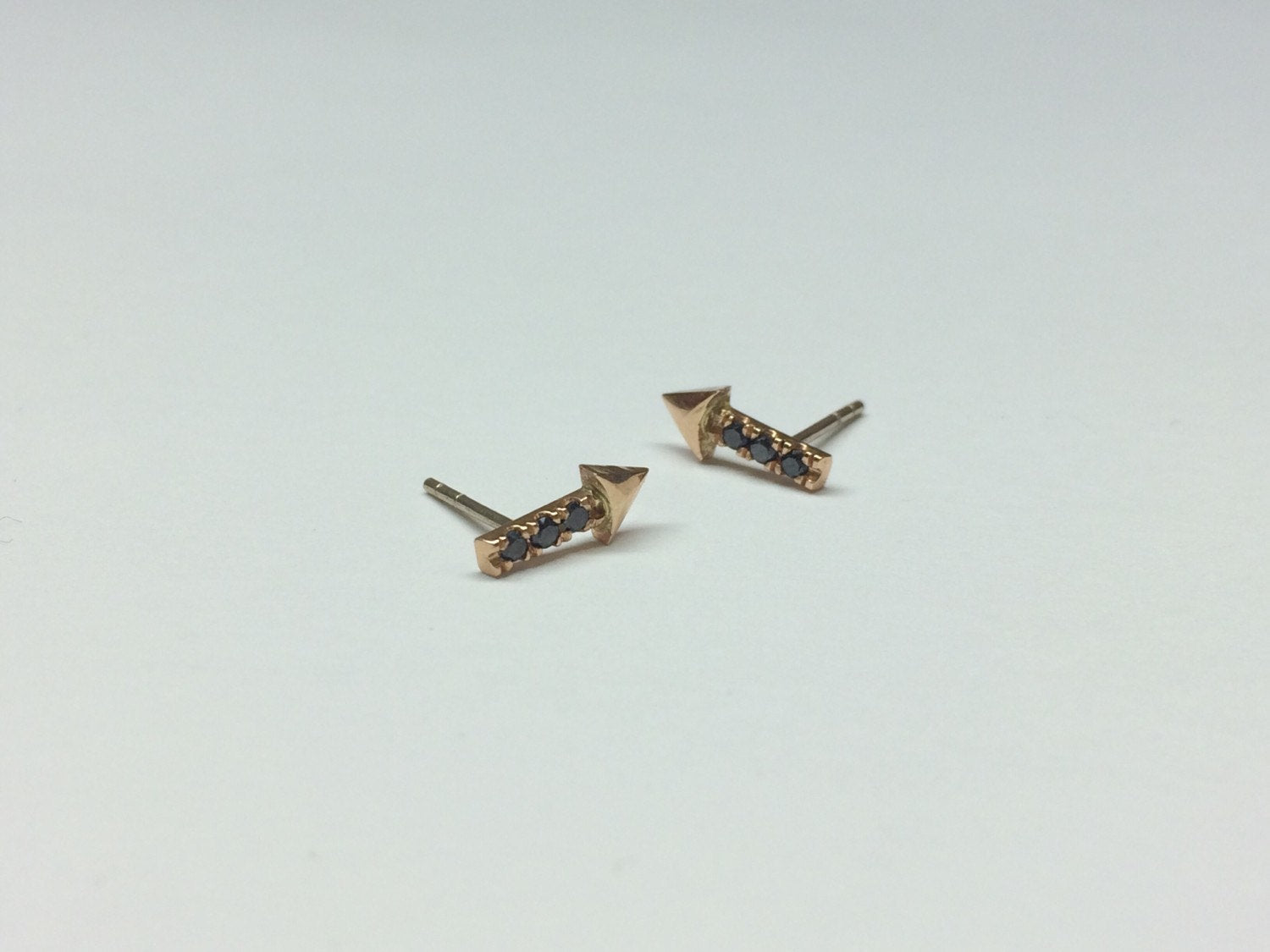 Going My Way Earrings, 14k Diamond Arrow Earrings, Black Diamond Arrow earrings, Arrow Earrings, Diamond Arrow, Black Diamond Earrings