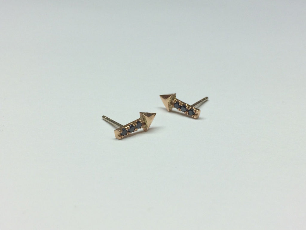 Going My Way Earrings, 14k Diamond Arrow Earrings, Black Diamond Arrow earrings, Arrow Earrings, Diamond Arrow, Black Diamond Earrings