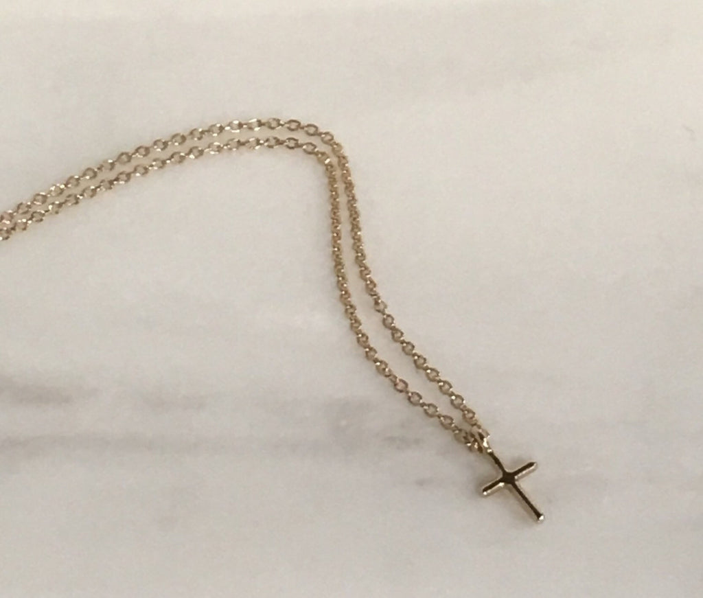 Mini Cross Necklace, 14k Gold Crucifix necklace, Small 14k cross necklace, Gold cross, Baptism necklace, Dainty gold cross necklace