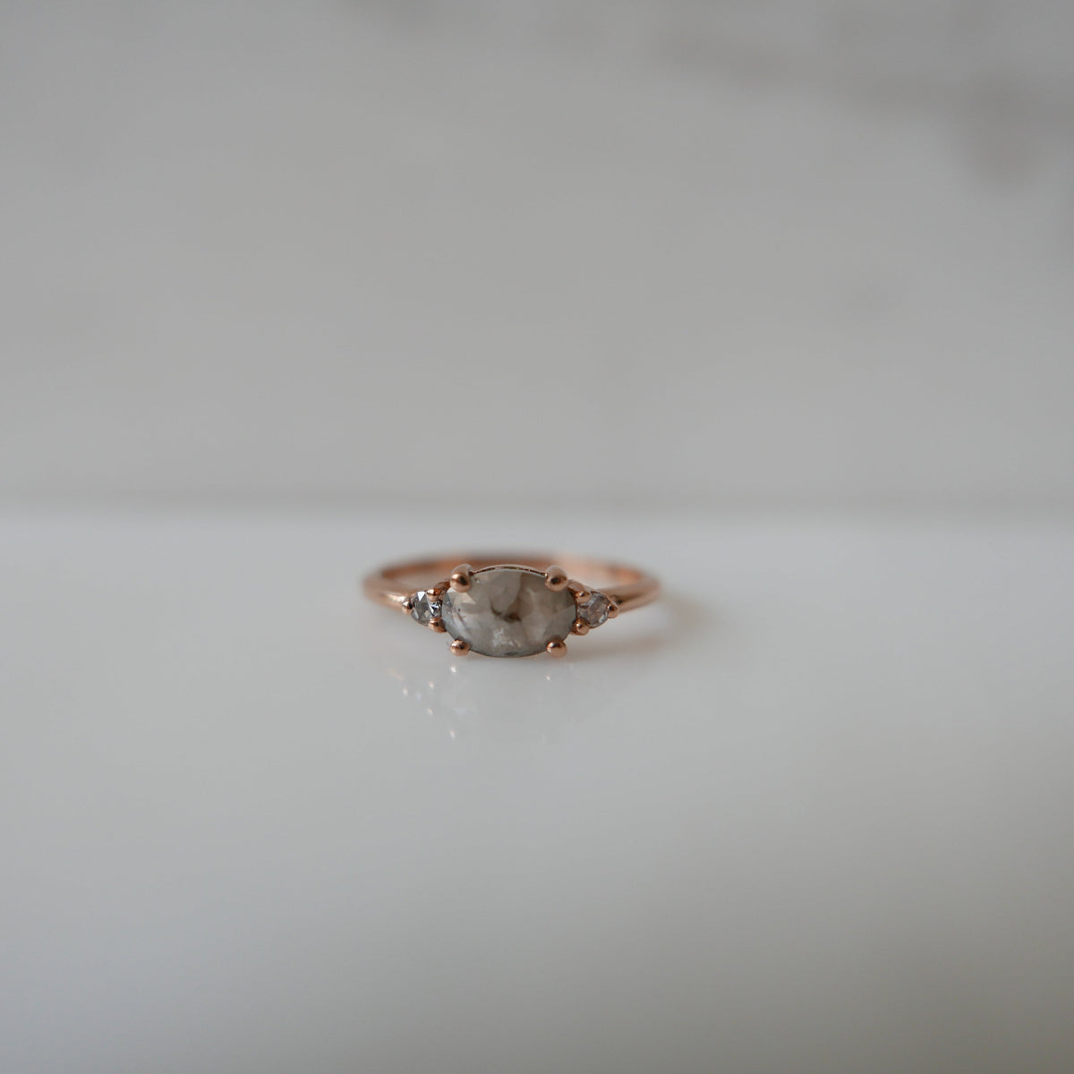 three stone ring  stacking ring  rose cut diamond  oval diamond ring  oval diamond  minimalist  lovers ring  gift  east west ring  diamond ring  diamond  dainty ring  birthstone ring