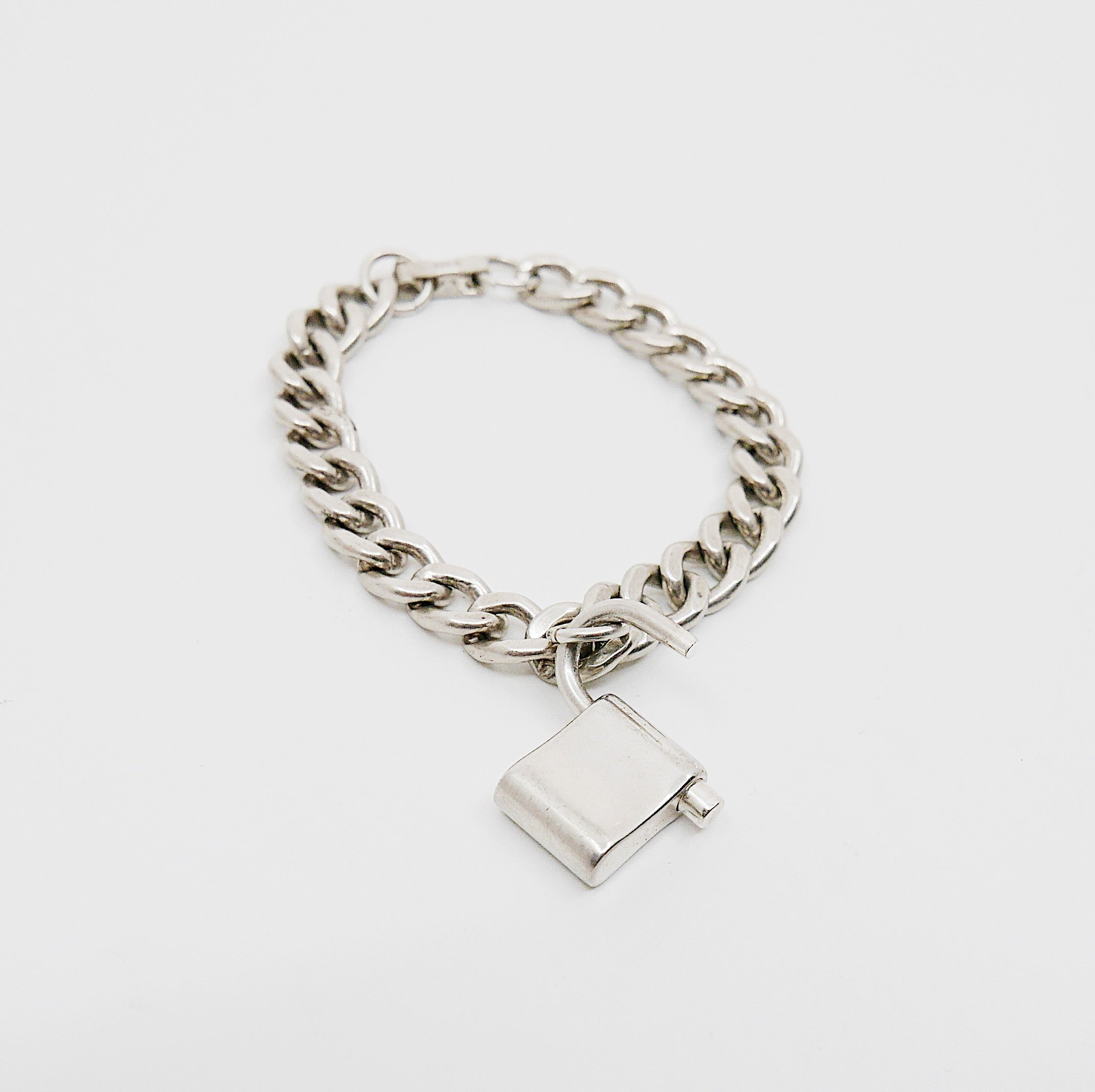 Curb chain lock bracelet, silver padlock bracelet, personalized bracelet, silver lock bracelet