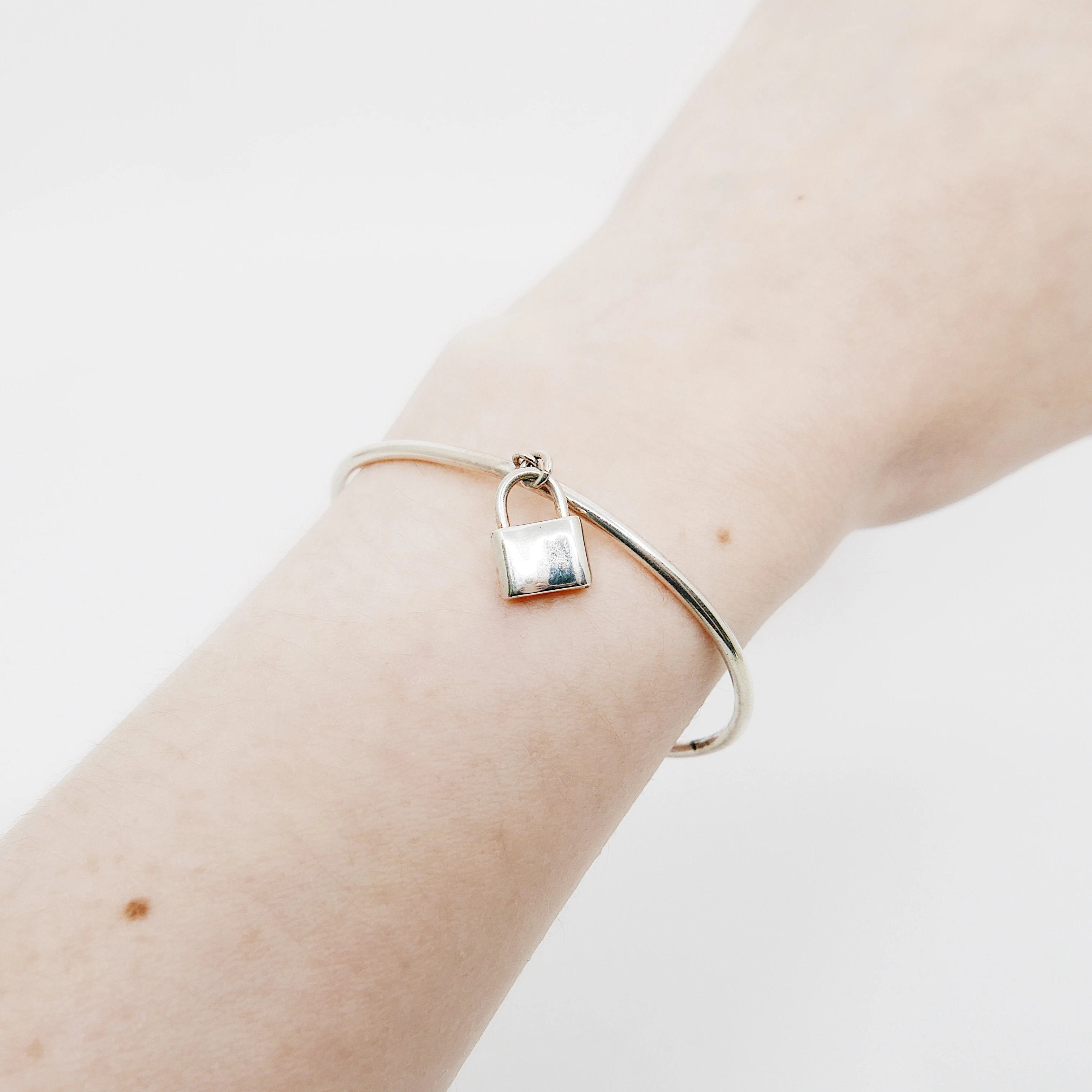 Sterling silver cuff with lock, personalized lock bracelet, lock cuff bracelet