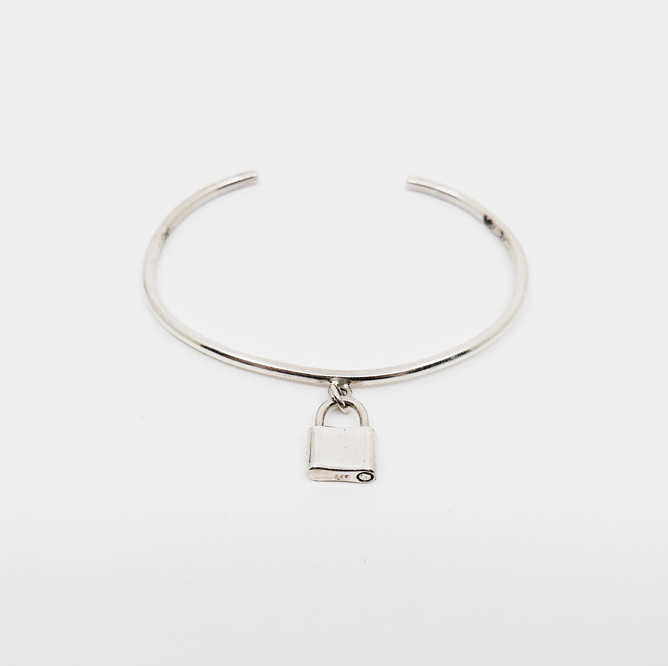 Sterling silver cuff with lock, personalized lock bracelet, lock cuff bracelet