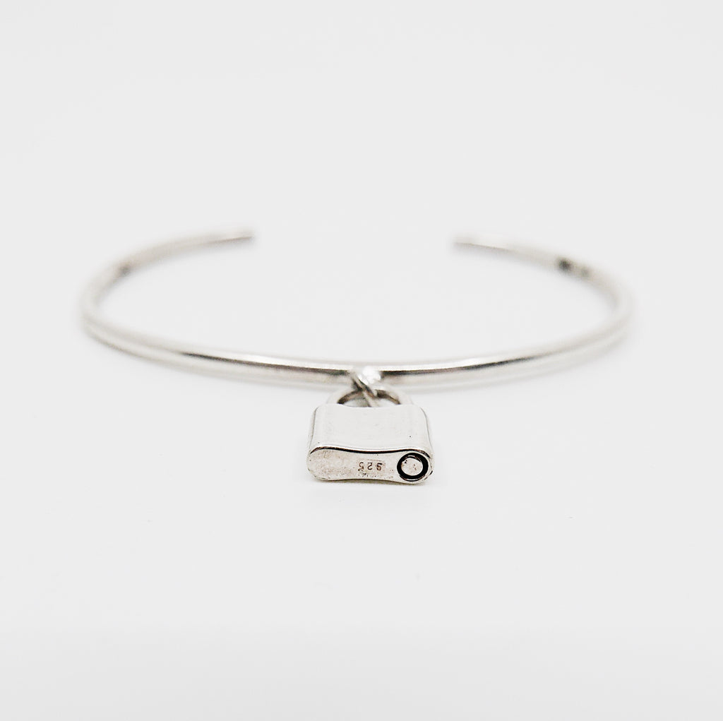 Sterling silver cuff with lock, personalized lock bracelet, lock cuff bracelet