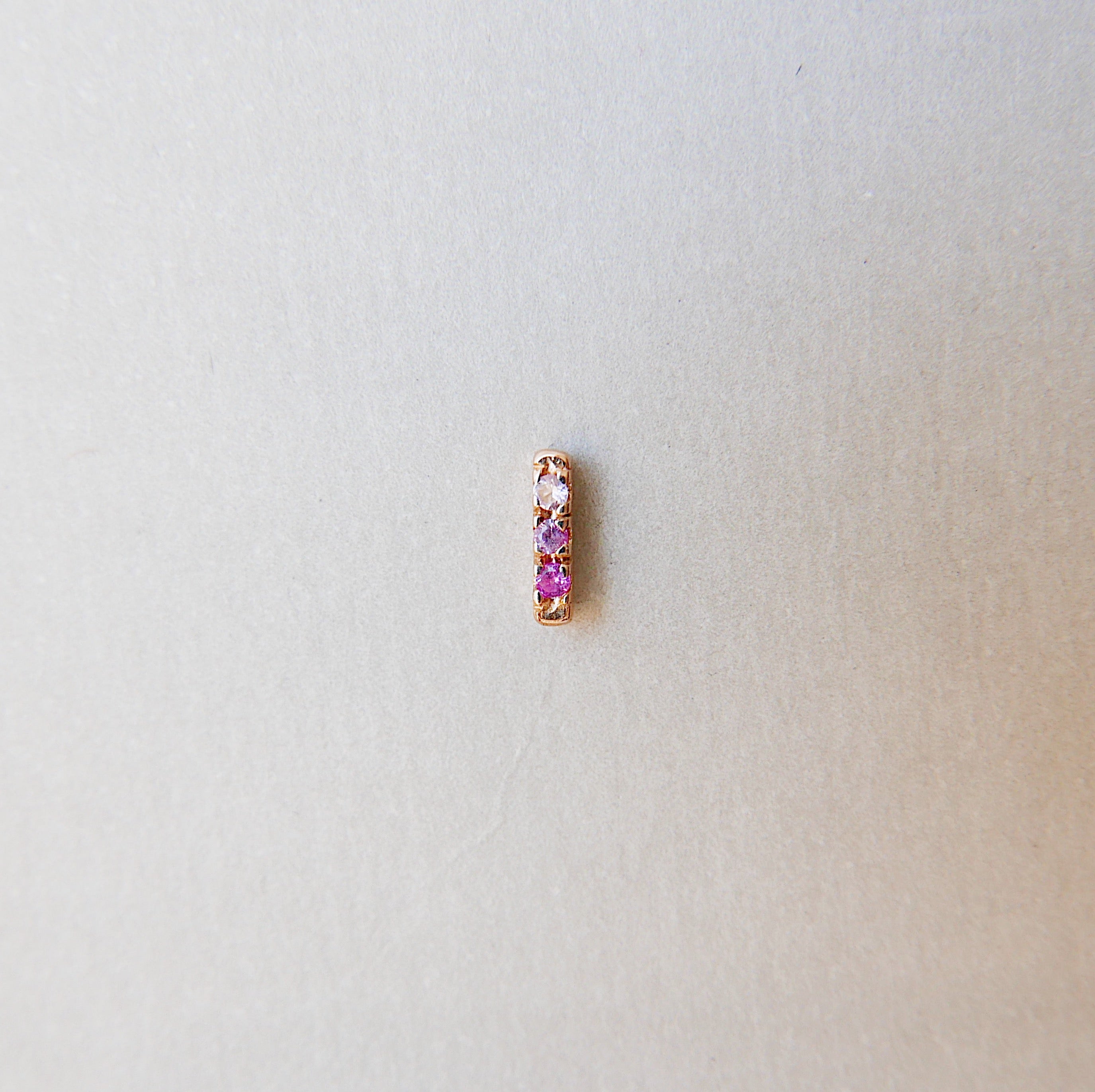 Mini Pink Sapphire Ombre Bar Earrings