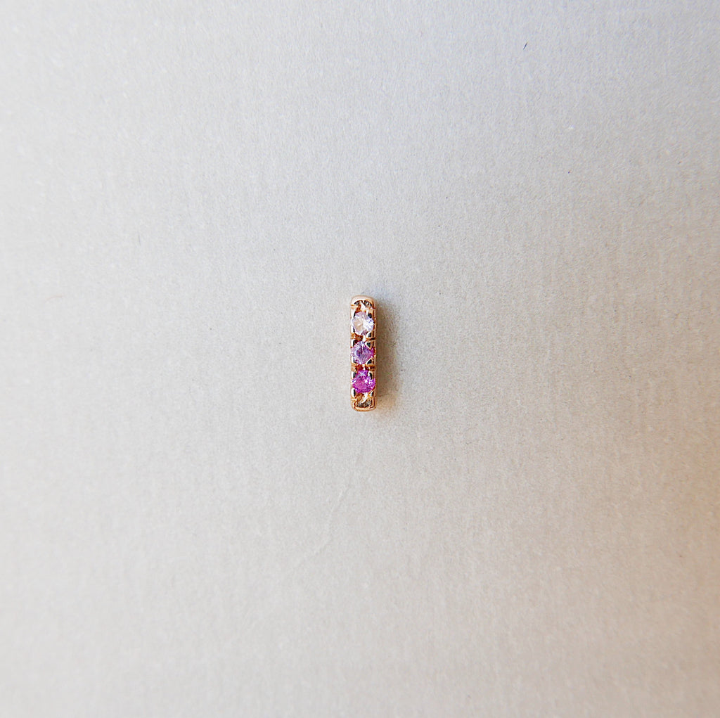 Mini Pink Sapphire Ombre Bar Earrings
