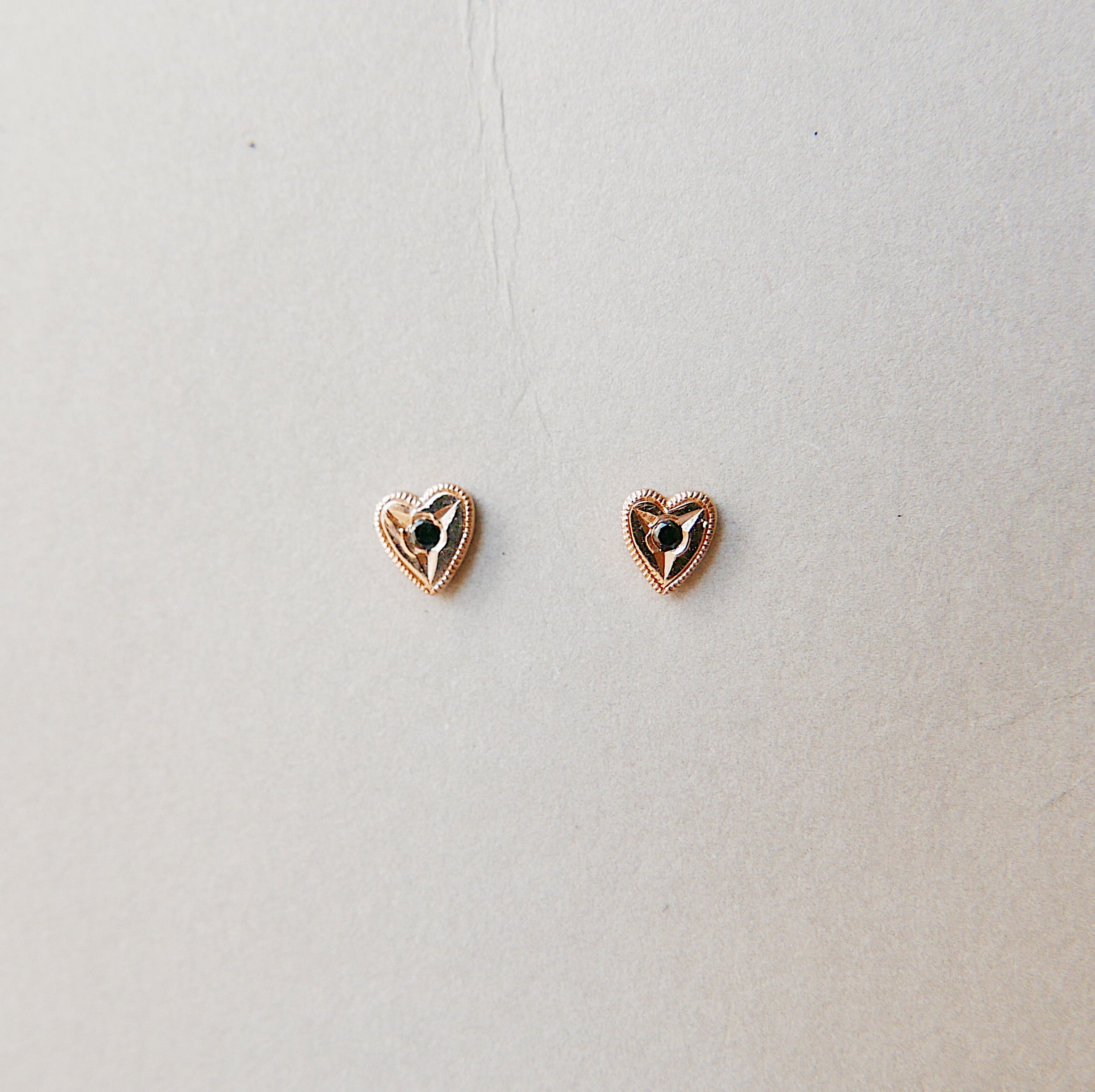 14k Heart studs, diamond studded heart earrings, small heart studs, gold heart earrings, dainty heart earrings