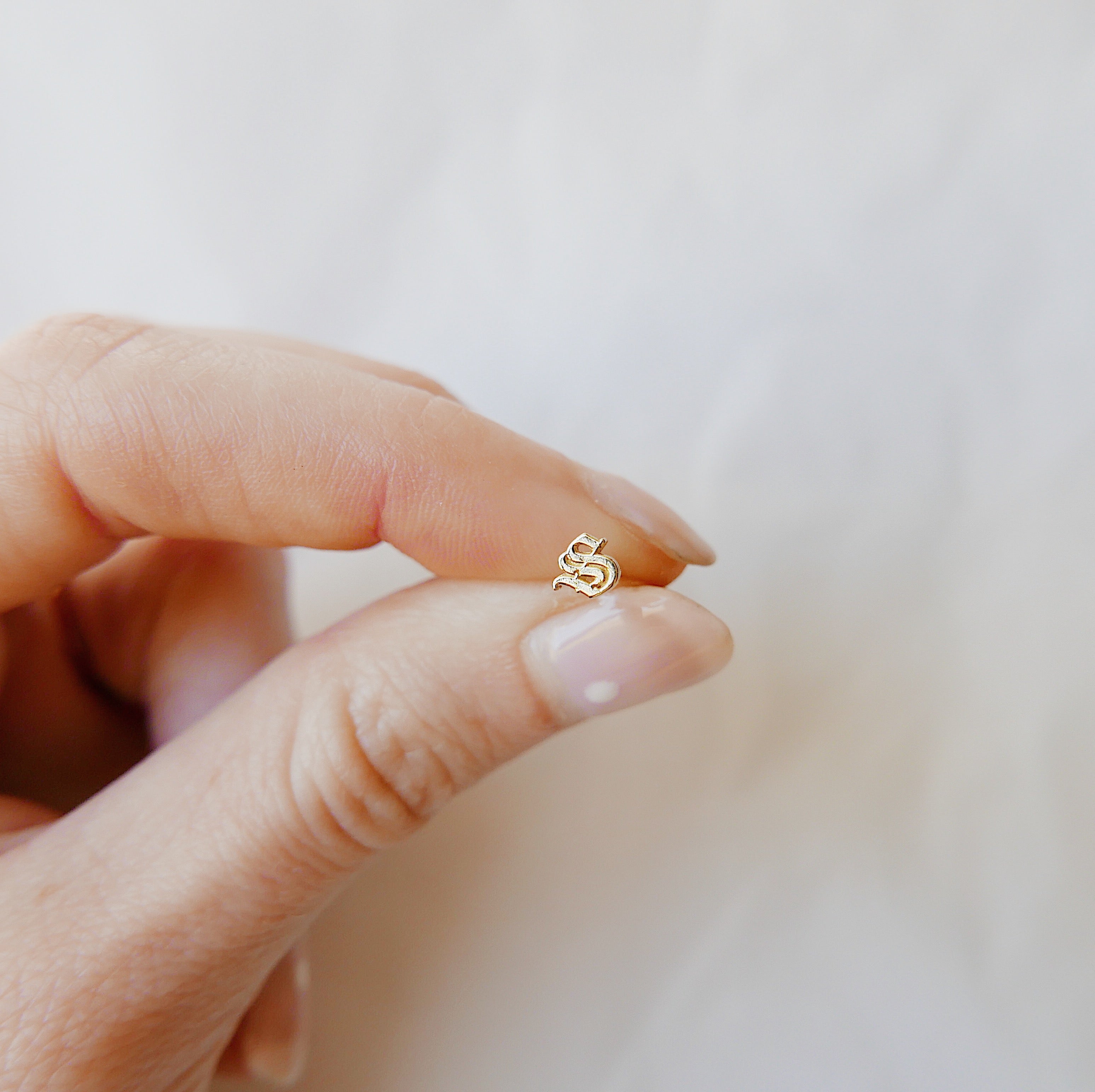 14K Old English Initial Earring, Gold Old English Letter Stud, Single stud, Initial Earring, Initial Studs, Gold Initial Earring