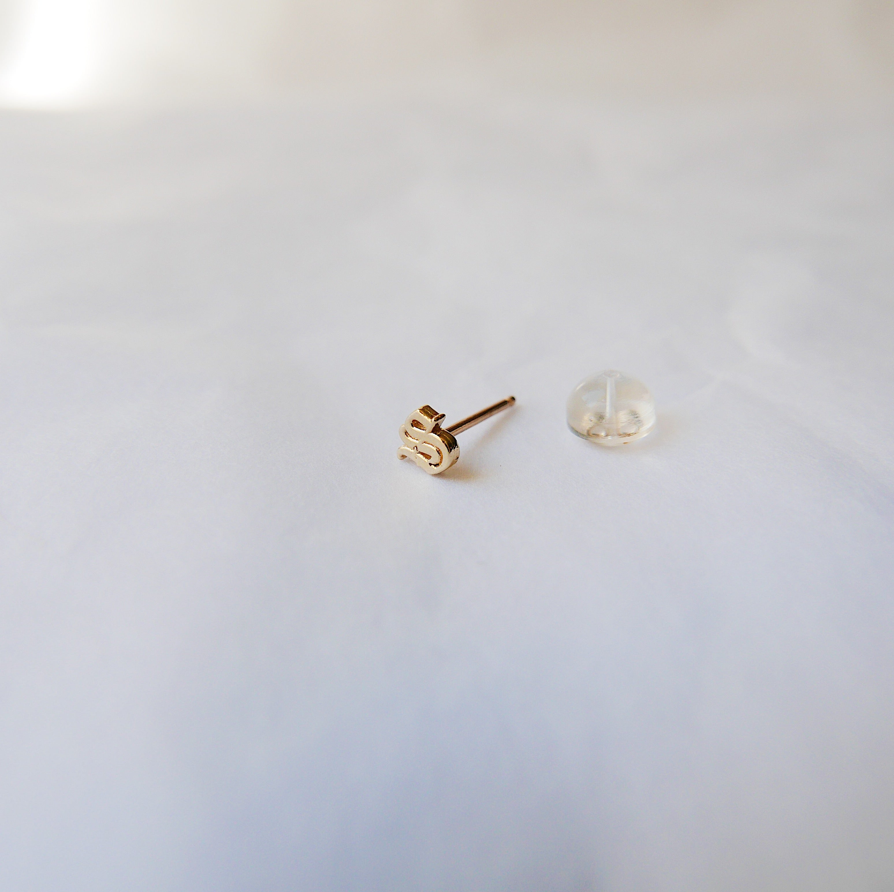 14K Old English Initial Earring, Gold Old English Letter Stud, Single stud, Initial Earring, Initial Studs, Gold Initial Earring