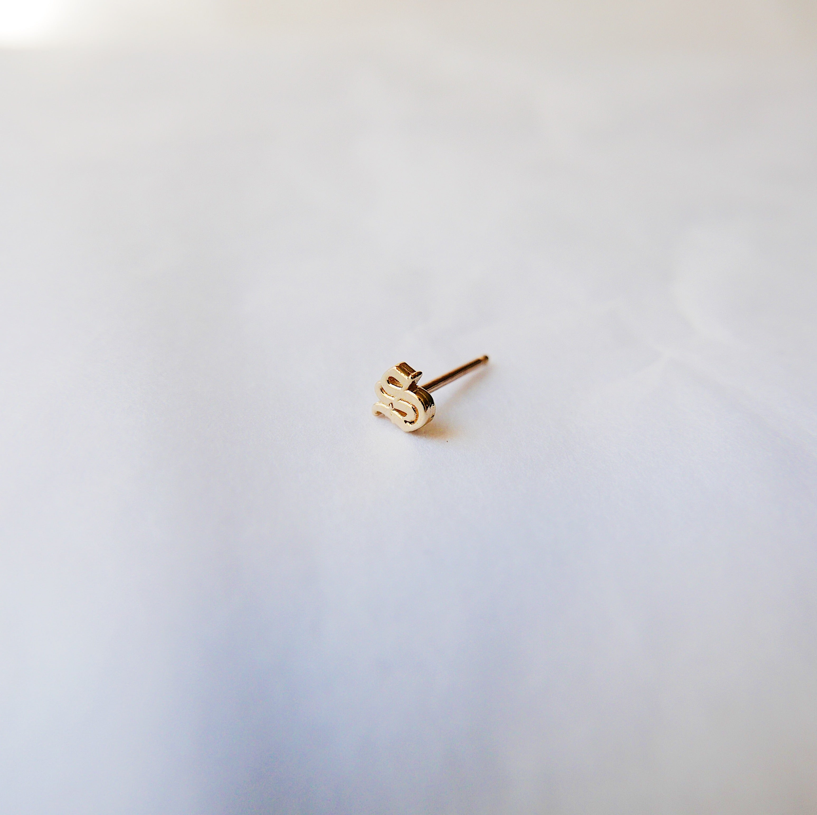 14K Old English Initial Earring, Gold Old English Letter Stud, Single stud, Initial Earring, Initial Studs, Gold Initial Earring