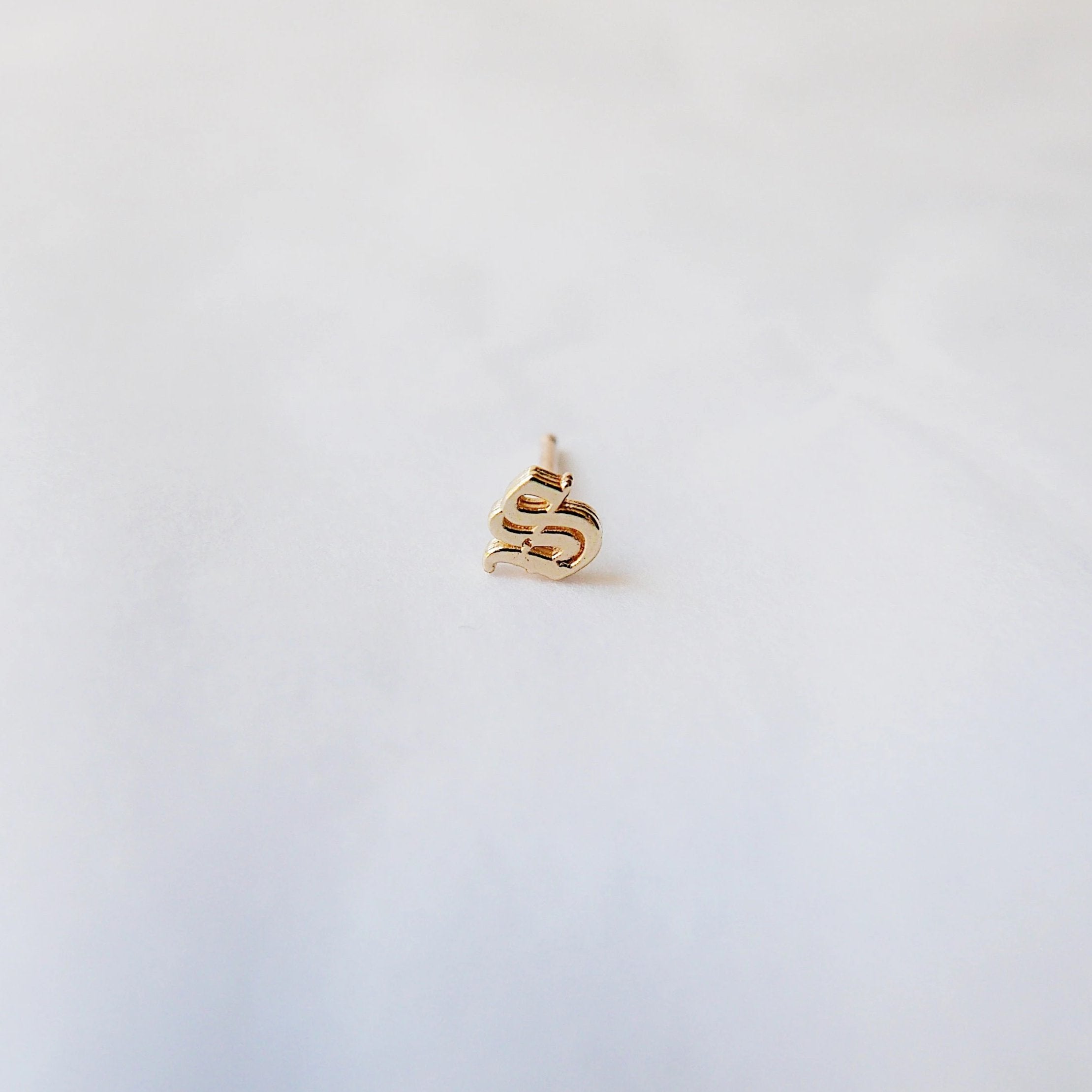 14K Old English Initial Earring, Gold Old English Letter Stud, Single stud, Initial Earring, Initial Studs, Gold Initial Earring