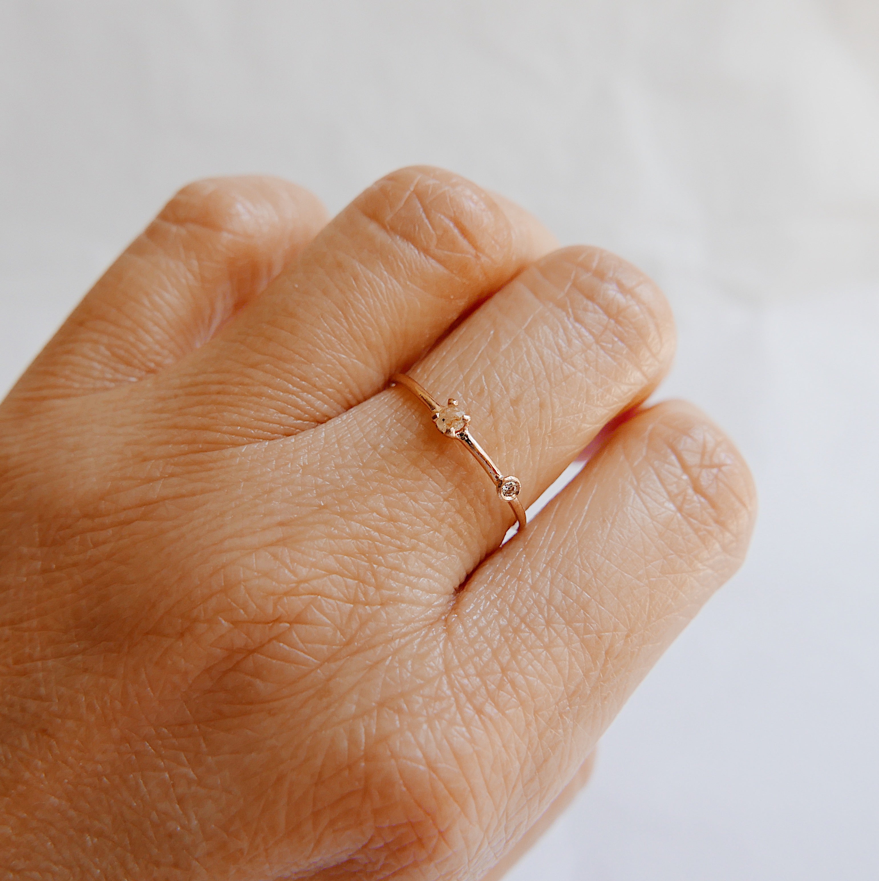 stacking ring rose cut diamond Rings one of a kind ring mini diamond ring mgj mason grace jewelry mason grace jewelry fine jewelry double diamond ring dainty 14k ring 14k stacking ring