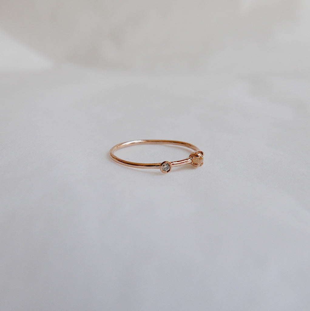 stacking ring  rose cut diamond  Rings  one of a kind ring  mini diamond ring  mgj  mason grace jewelry  mason grace  jewelry  fine jewelry  double diamond ring  dainty 14k ring  14k stacking ring