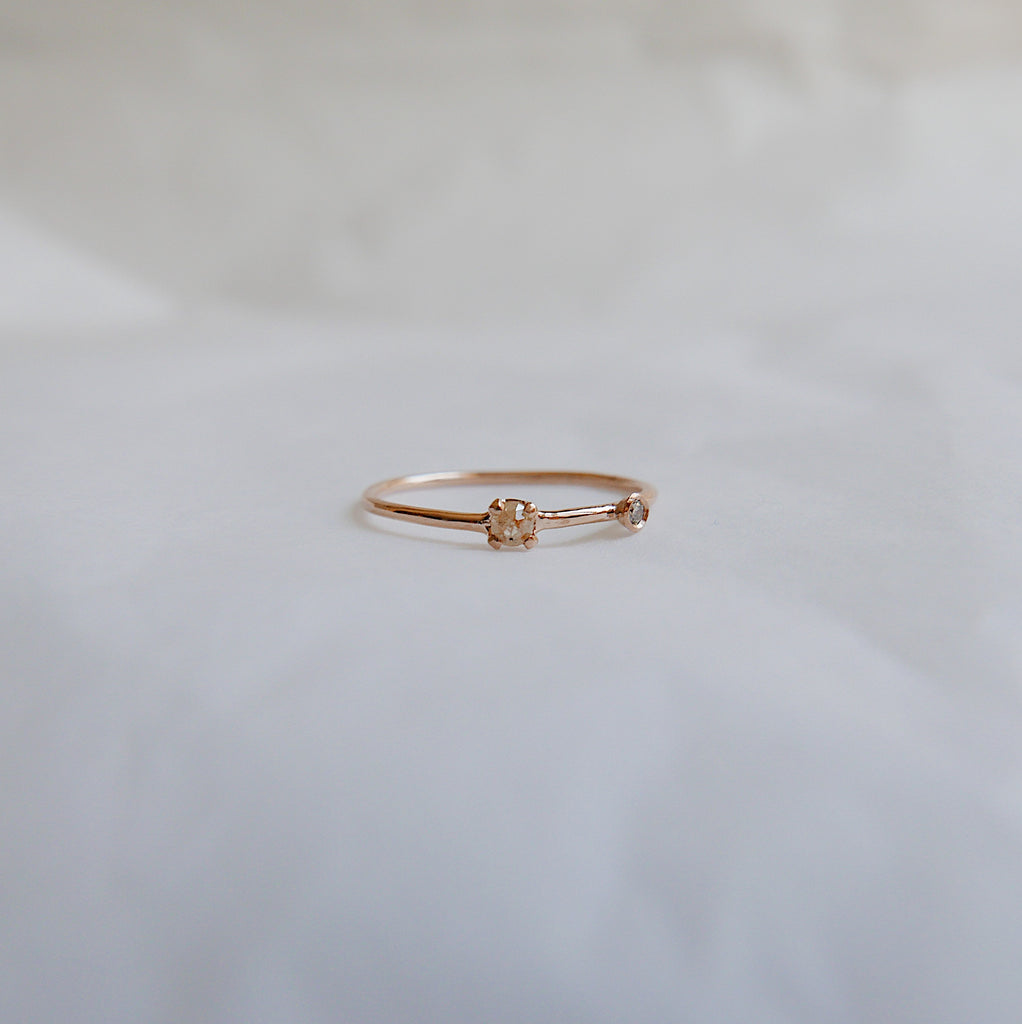 stacking ring rose cut diamond Rings one of a kind ring mini diamond ring mgj mason grace jewelry mason grace jewelry fine jewelry double diamond ring dainty 14k ring 14k stacking ring