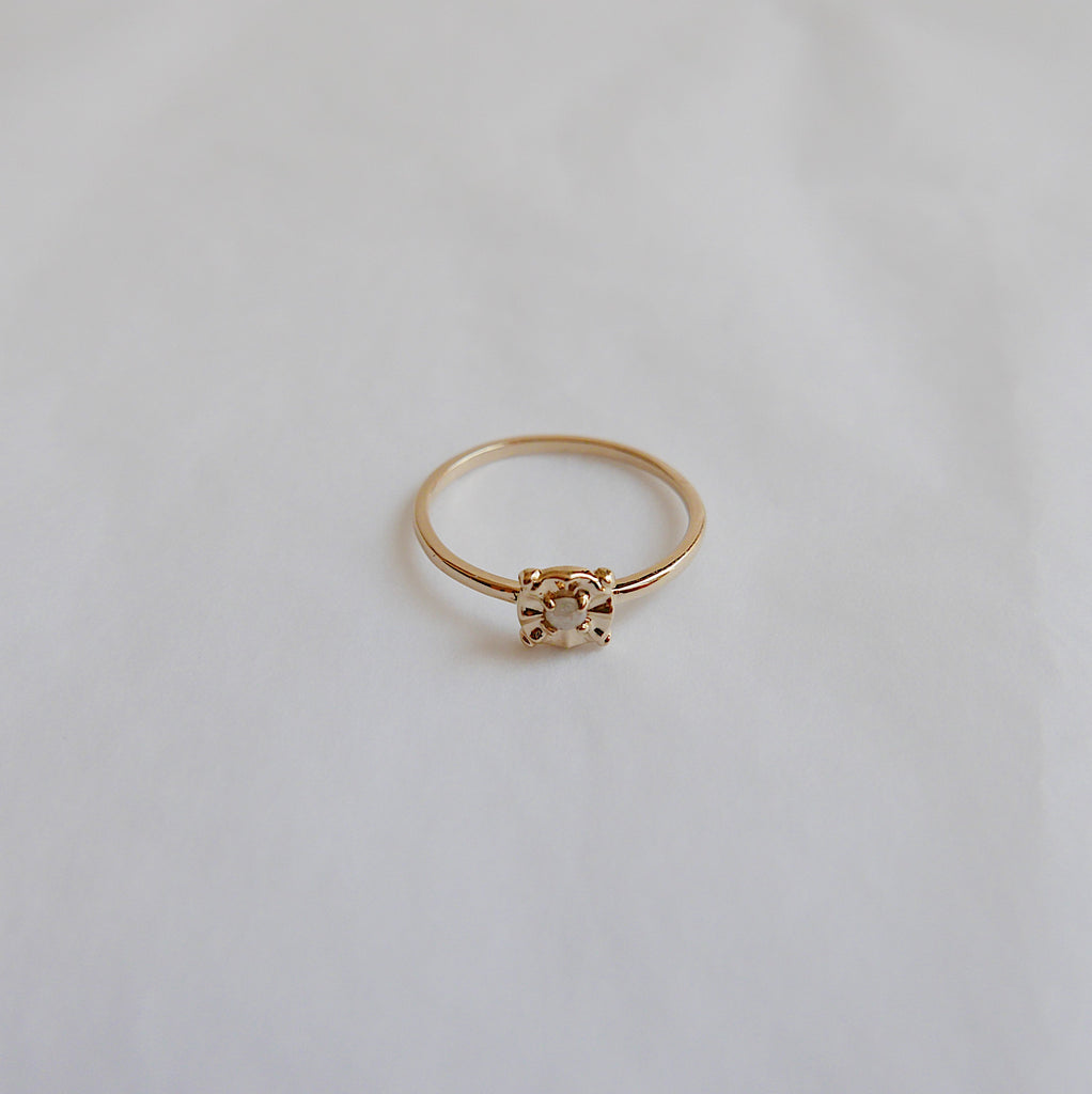 two stone ring  stacking ring  Rings  pearl ring  mini pearl ring  mini diamond ring  mgj  mason grace jewelry  mason grace  jewelry  fine jewelry  diamond pearl ring  dainty 14k ring  14k stacking ring