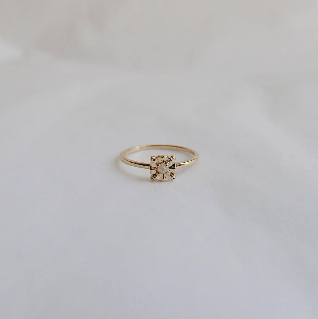 two stone ring  stacking ring  Rings  pearl ring  mini pearl ring  mini diamond ring  mgj  mason grace jewelry  mason grace  jewelry  fine jewelry  diamond pearl ring  dainty 14k ring  14k stacking ring