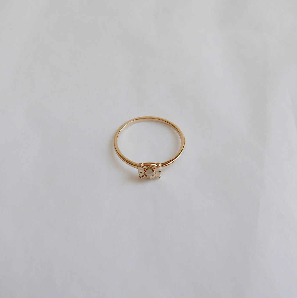 two stone ring  stacking ring  Rings  pearl ring  mini pearl ring  mini diamond ring  mgj  mason grace jewelry  mason grace  jewelry  fine jewelry  diamond pearl ring  dainty 14k ring  14k stacking ring