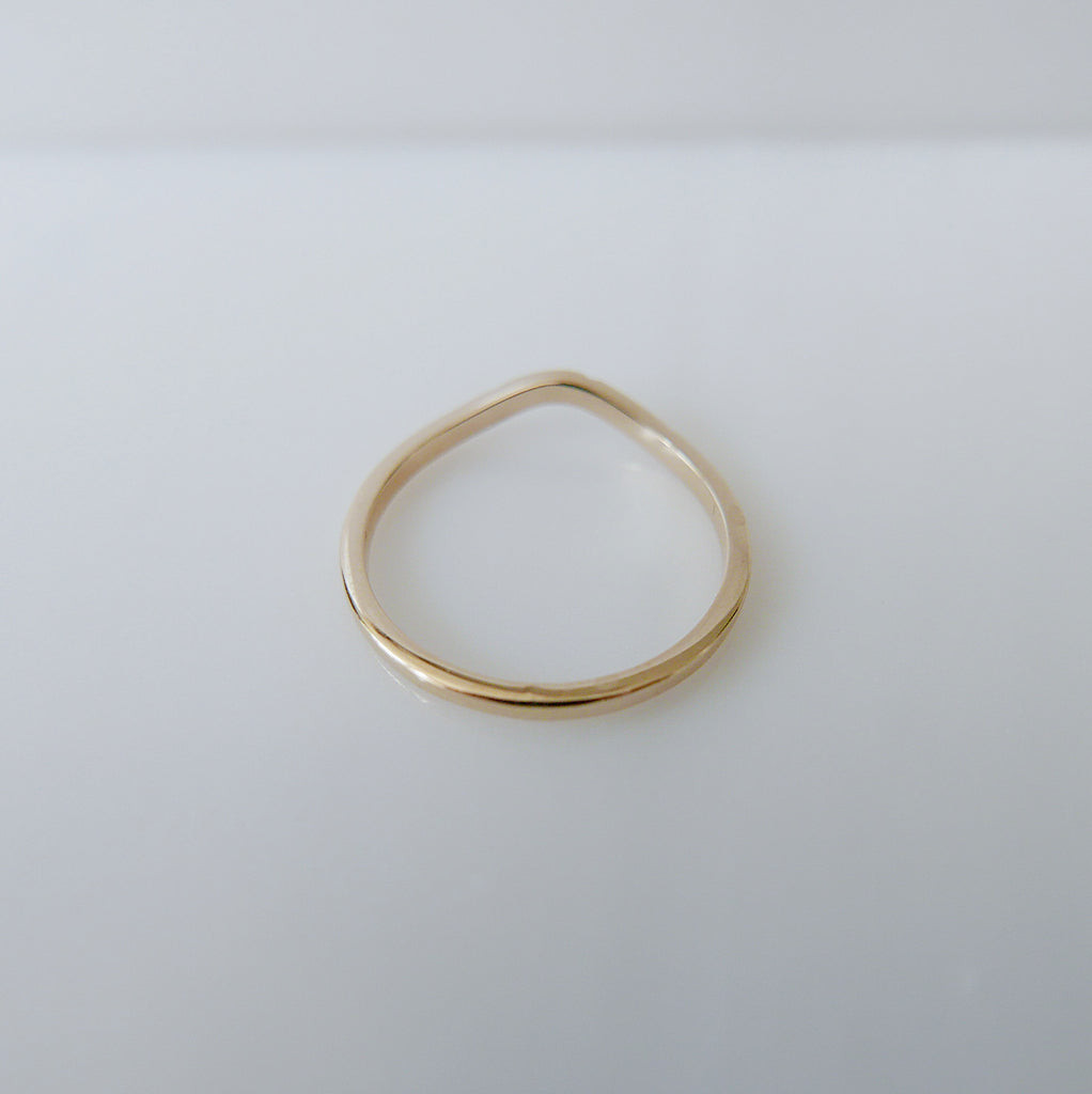 Plume Arc Diamond Ring, 14k gold nesting ring, stacking ring, wedding band, thin delicate dainty ring, thin band, hand engraved gold ring