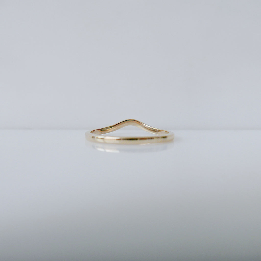 Plume Arc Diamond Ring, 14k gold nesting ring, stacking ring, wedding band, thin delicate dainty ring, thin band, hand engraved gold ring