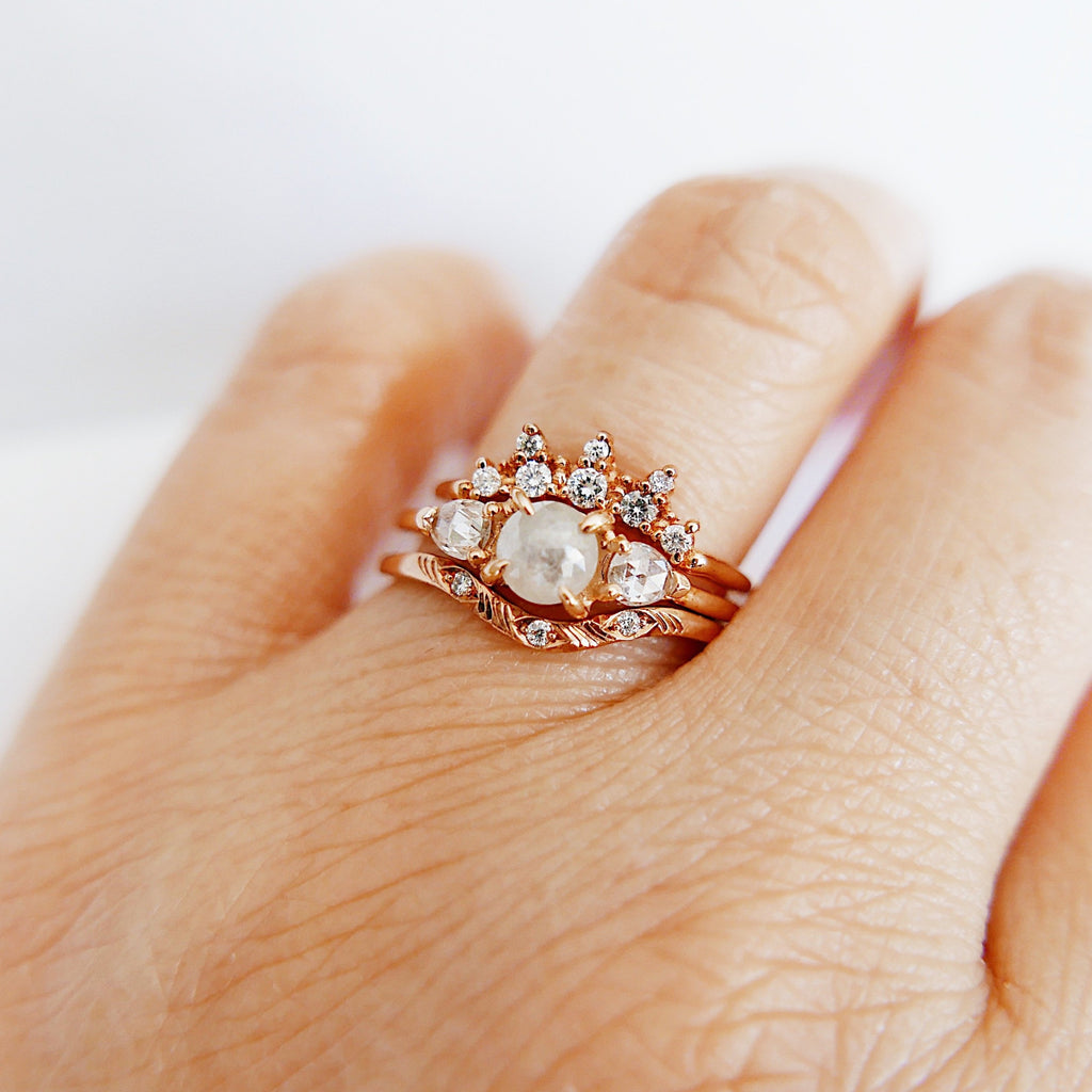 Rustic Burst Ring Stack Penelope Rustic Diamond Ring Plume Diamond Arc Ring Burst Ring