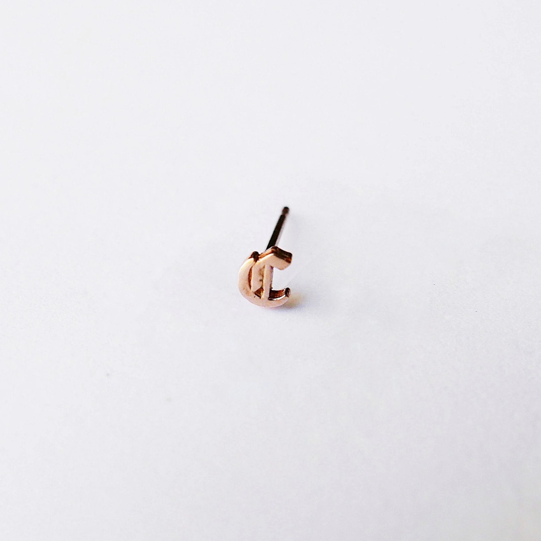 14K Old English Initial Earring, Gold Old English Letter Stud, Single stud, Initial Earring, Initial Studs, Gold Initial Earring