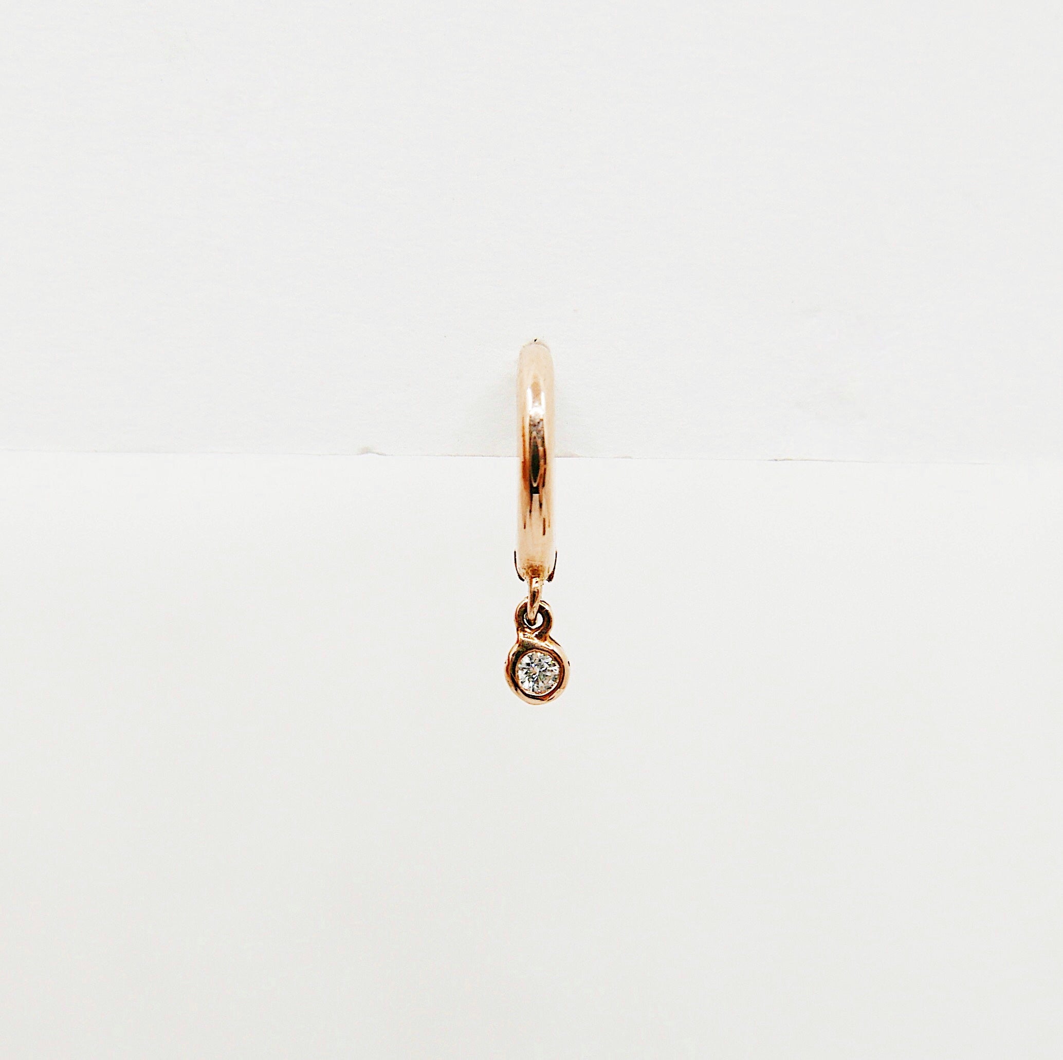 Small diamond charm hoop, small 14k gold diamond hoop, small gold hoop, gold hoops, diamond hoop earrings, mini diamond hoop